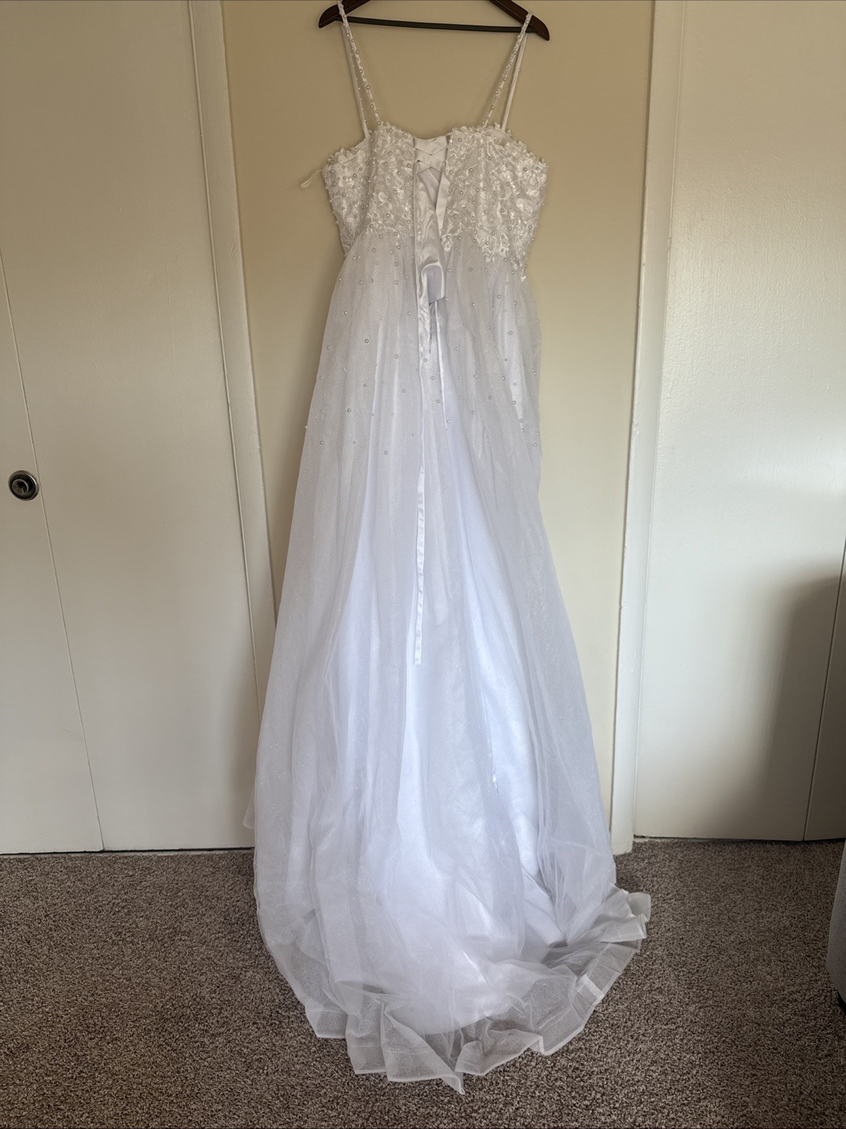 Eve of Milady Vintage 80s/90s Wedding Dress Size 6/8 Long Sleeve, Beaded