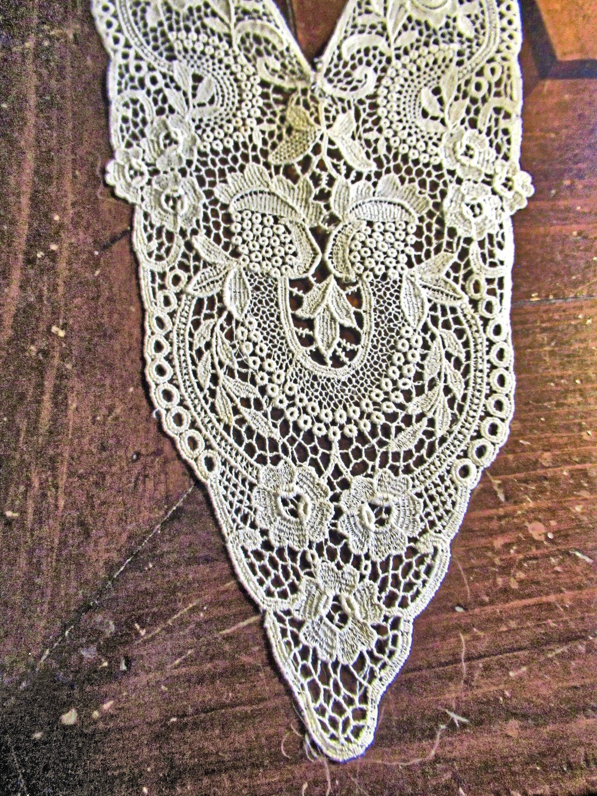 Vtg Dress Insert Applique White Intricate Schiffli Lace Flowers Wedding DIY Sew