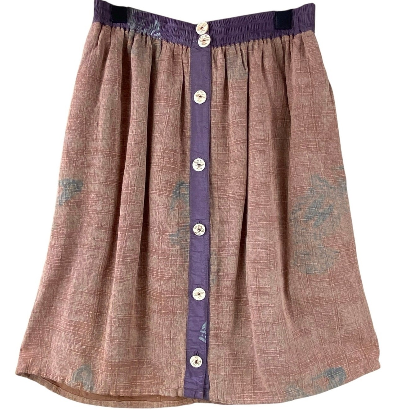 Vintage Kusnadi Boho Skirt Knee Length Button Front Festival Size S