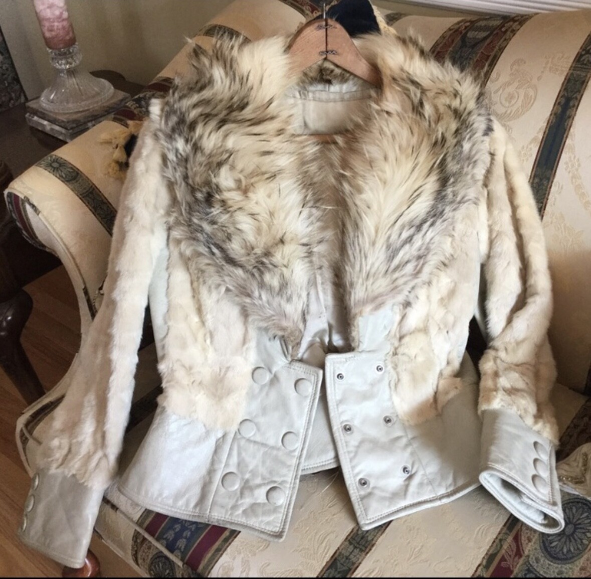 Vintage Mink Fur Leather Biker Jacket S/M