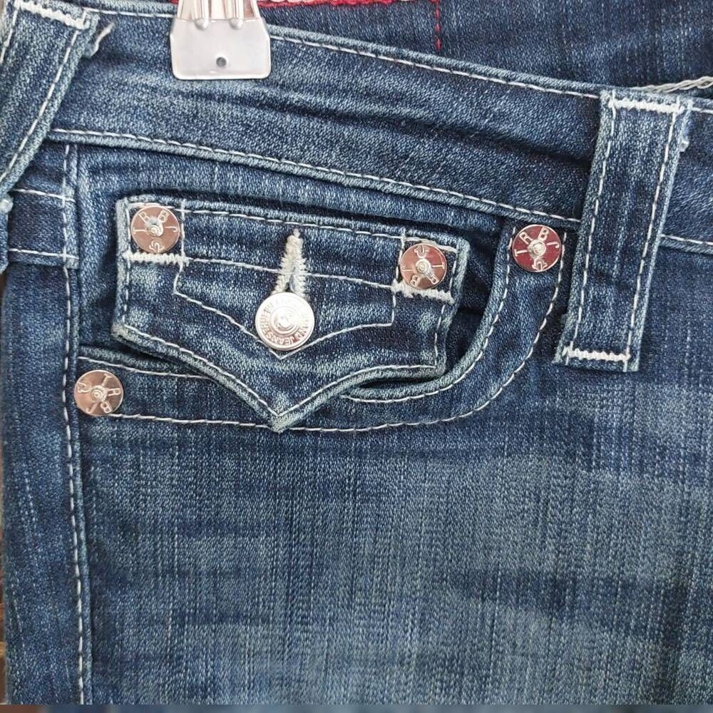 True Religion Slim Straight Back Flap Jeans Island Song Wash size 27
