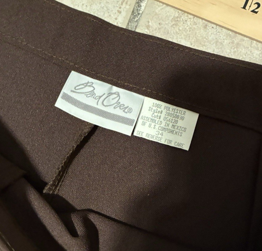 Vintage Levis Bend Over Pants Women Size 34×28 Brown Slacks Trousers Pleated 90s
