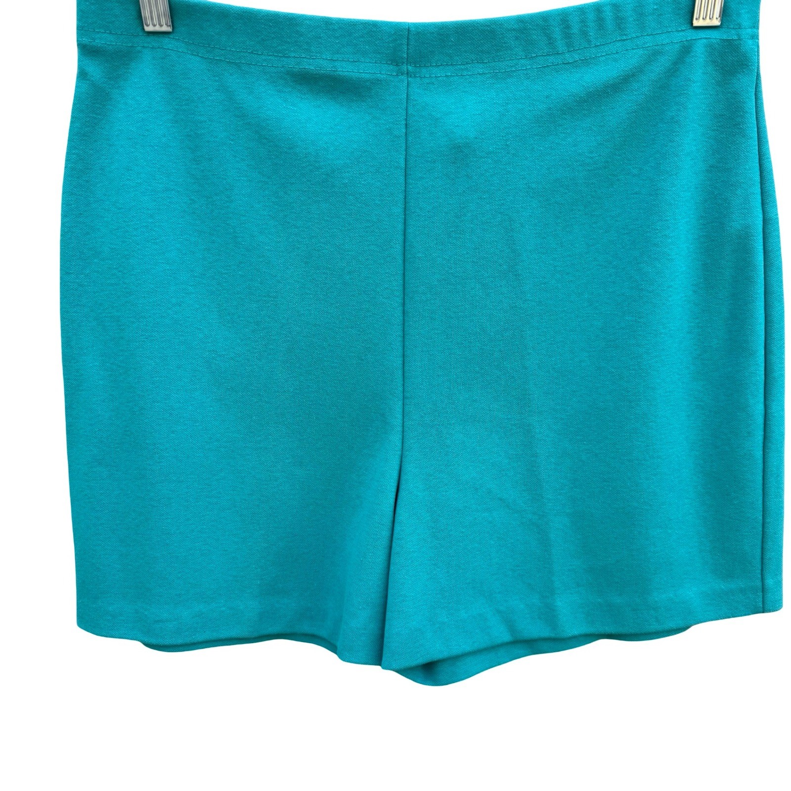 Jantzen Vintage 70s 80s Teal High Waisted Knit Retro Gym Shorts USA 14 Beach Mod