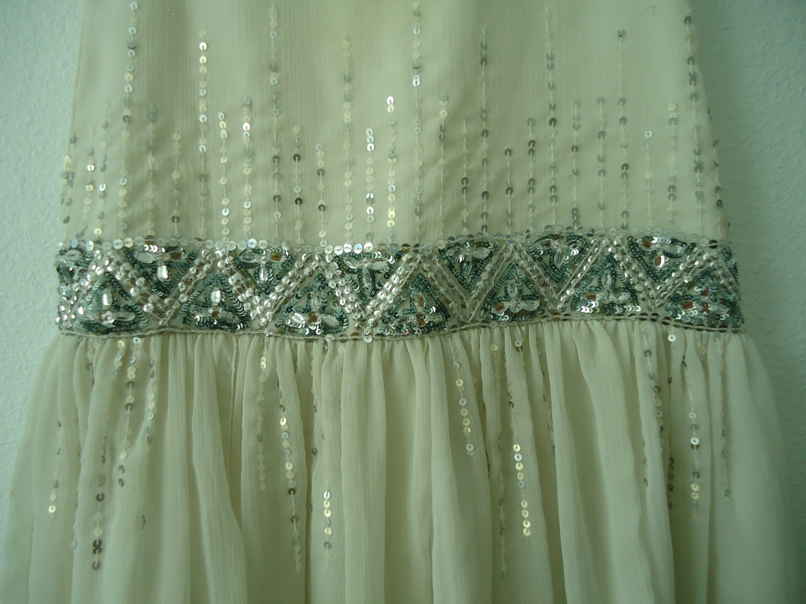 Vgt-50s MONSOON Girl’s Flapper Ivory Flapper Glitter Rhinestones Dress Size-8-9