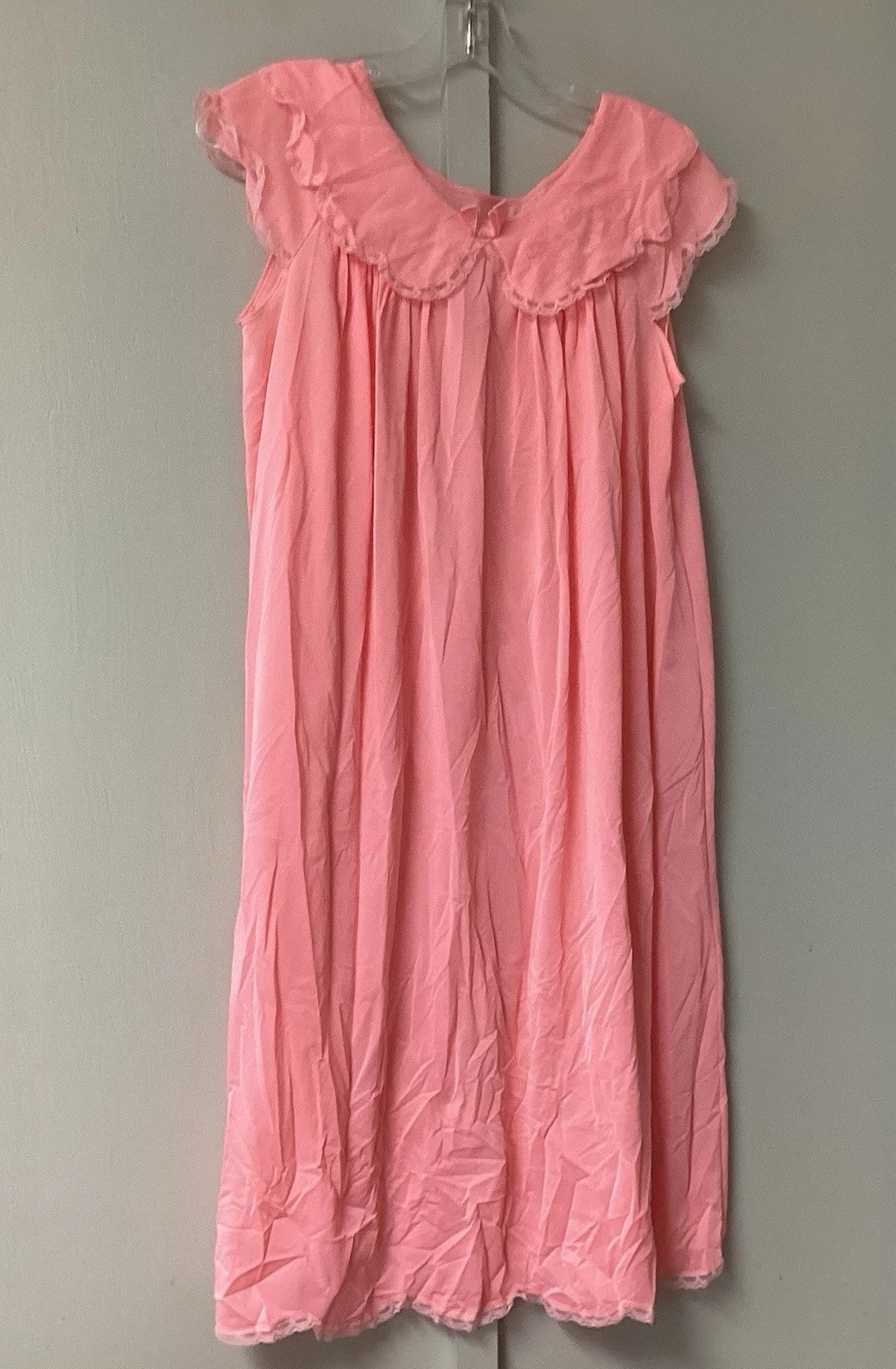 VTG Shadow Lane 2 Piece Size Small Night Gown & Robe Coral Lace Silky Flowers