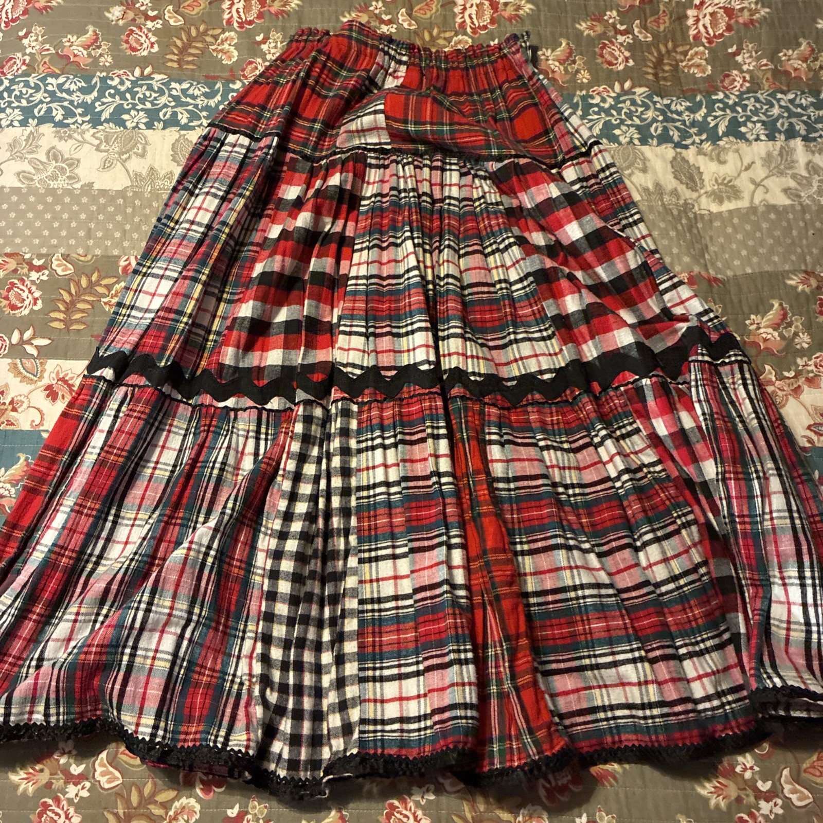 Vtg Su Zanne Broom skirt pioneer spirit collection Sante fe NM Med Elastic Waist