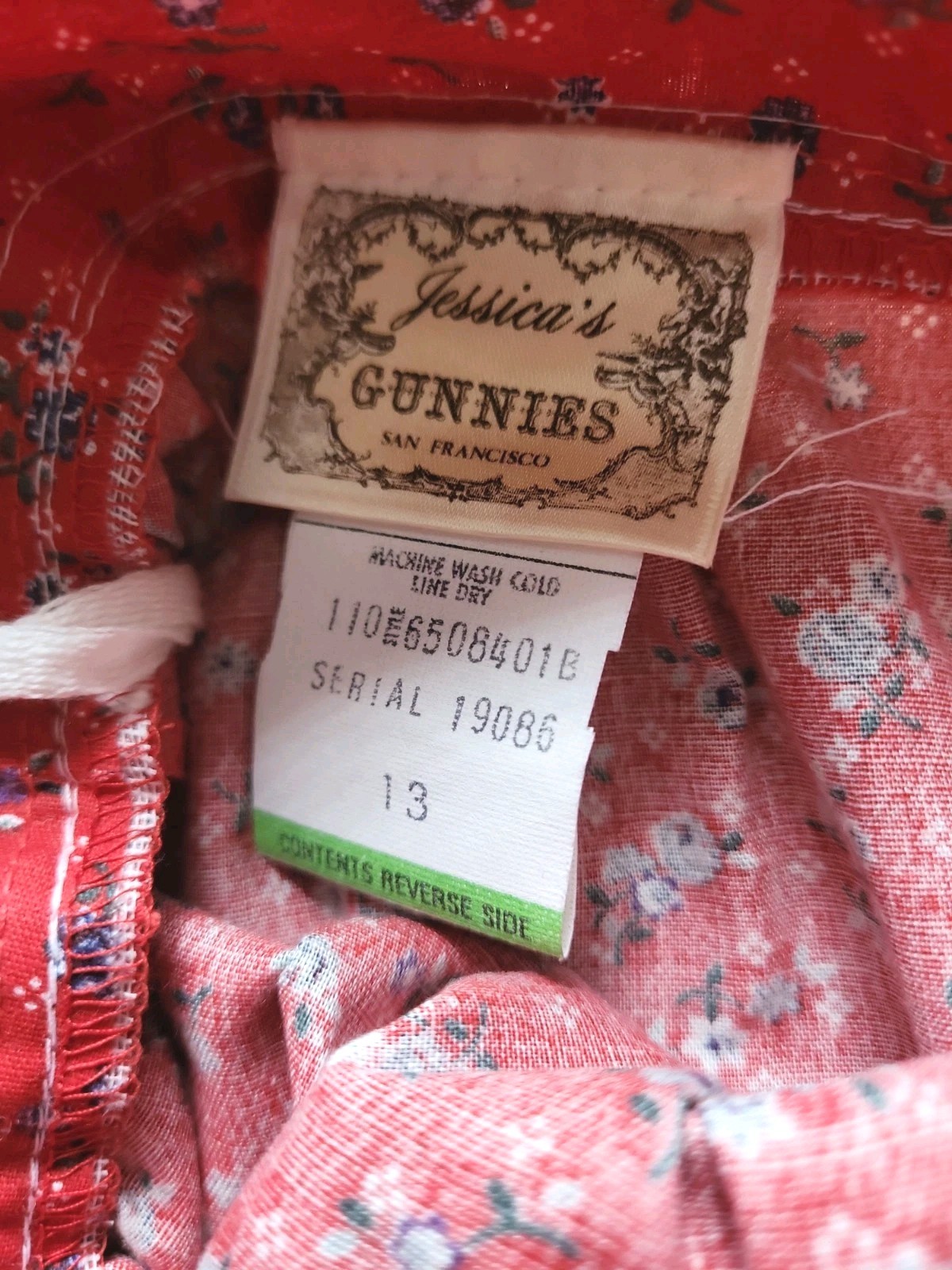Vintage Gunne Sax Red /Blue Tiny flower Skirt. With Lace. Sz 13