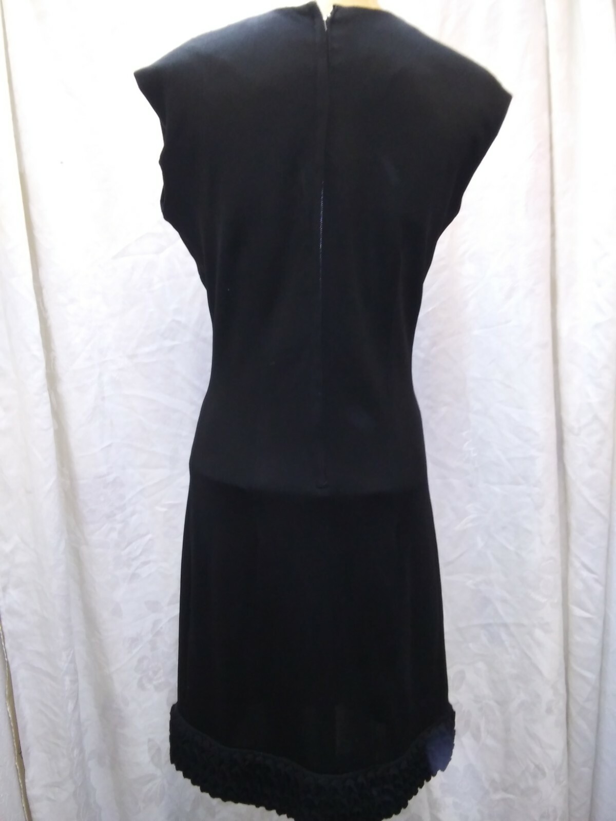 Vintage 1950’s 60’s Black Silky Rayon & Chiffon Elegant Cocktail Dress S/M