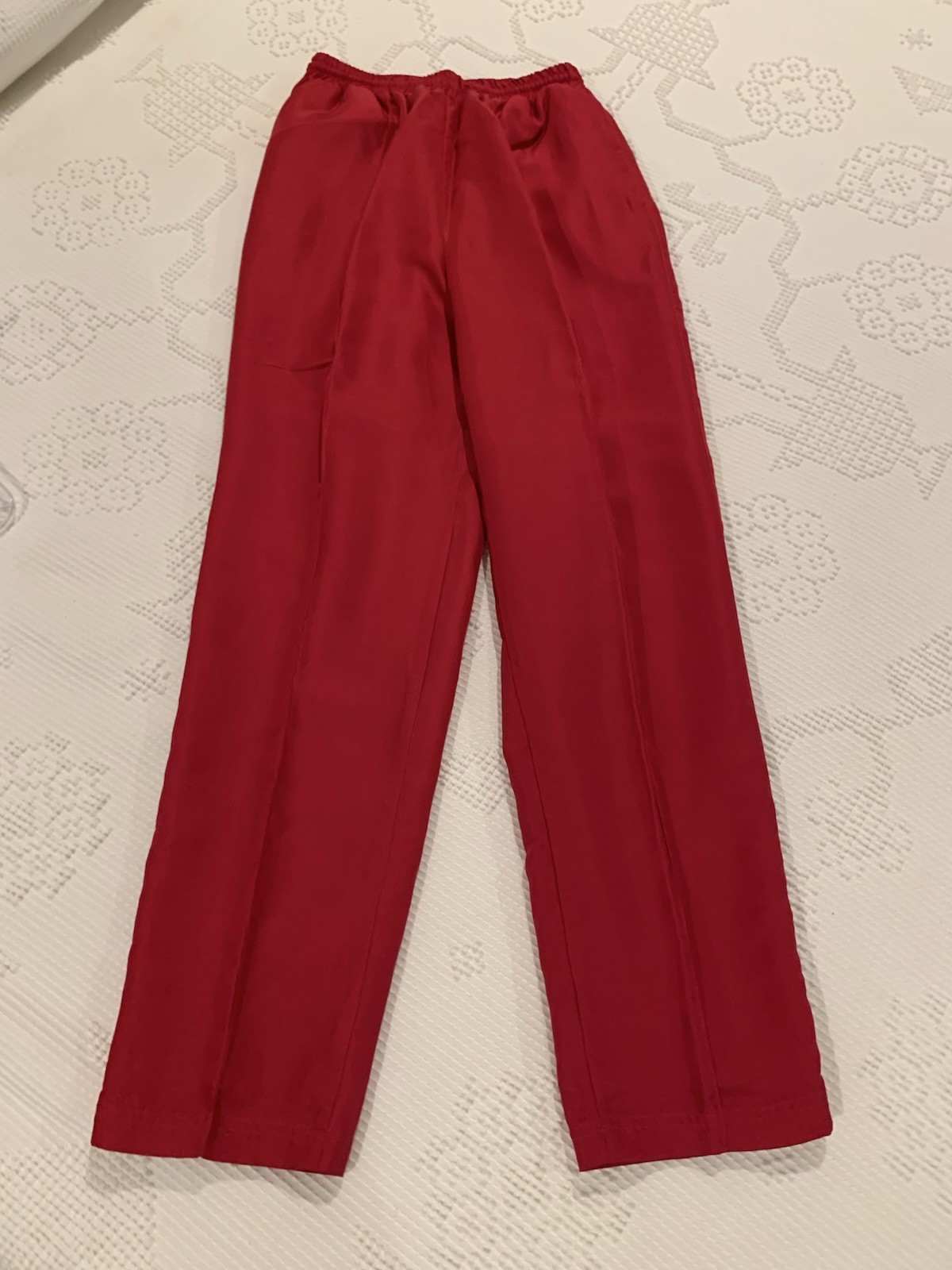 Janeve Rhythm Sport 2 Pc Windbreaker Track Suit Red Wine 100% Silk Sz M EUC!