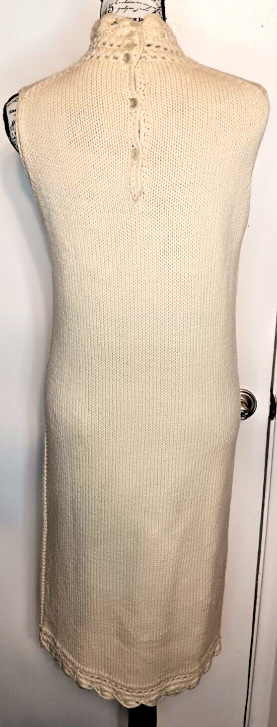 Vintage Phil Rose of California Hand Knit Cream Sweatershift Dress, Medium READ