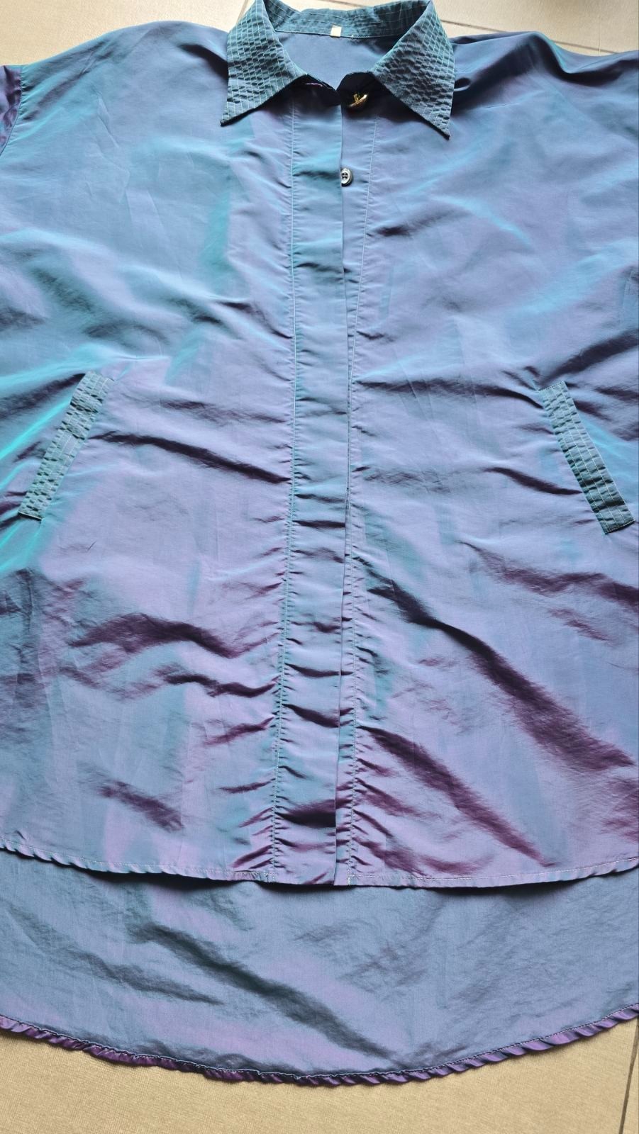 Vintage 70s Nylon Women Oversized Chameleon Cape Size 2 (M-L-XL-2XL)Made ITALY