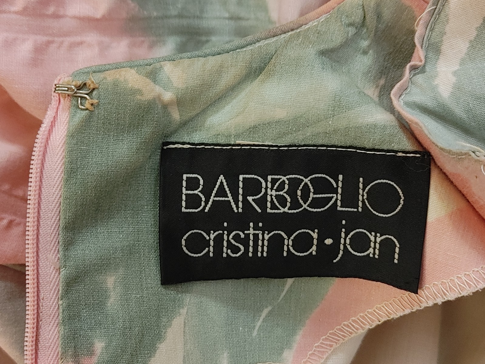 Vintage Barboglio Cristina Jan Floral Puff Sleeve Dress 80s Couture Party Prom 6