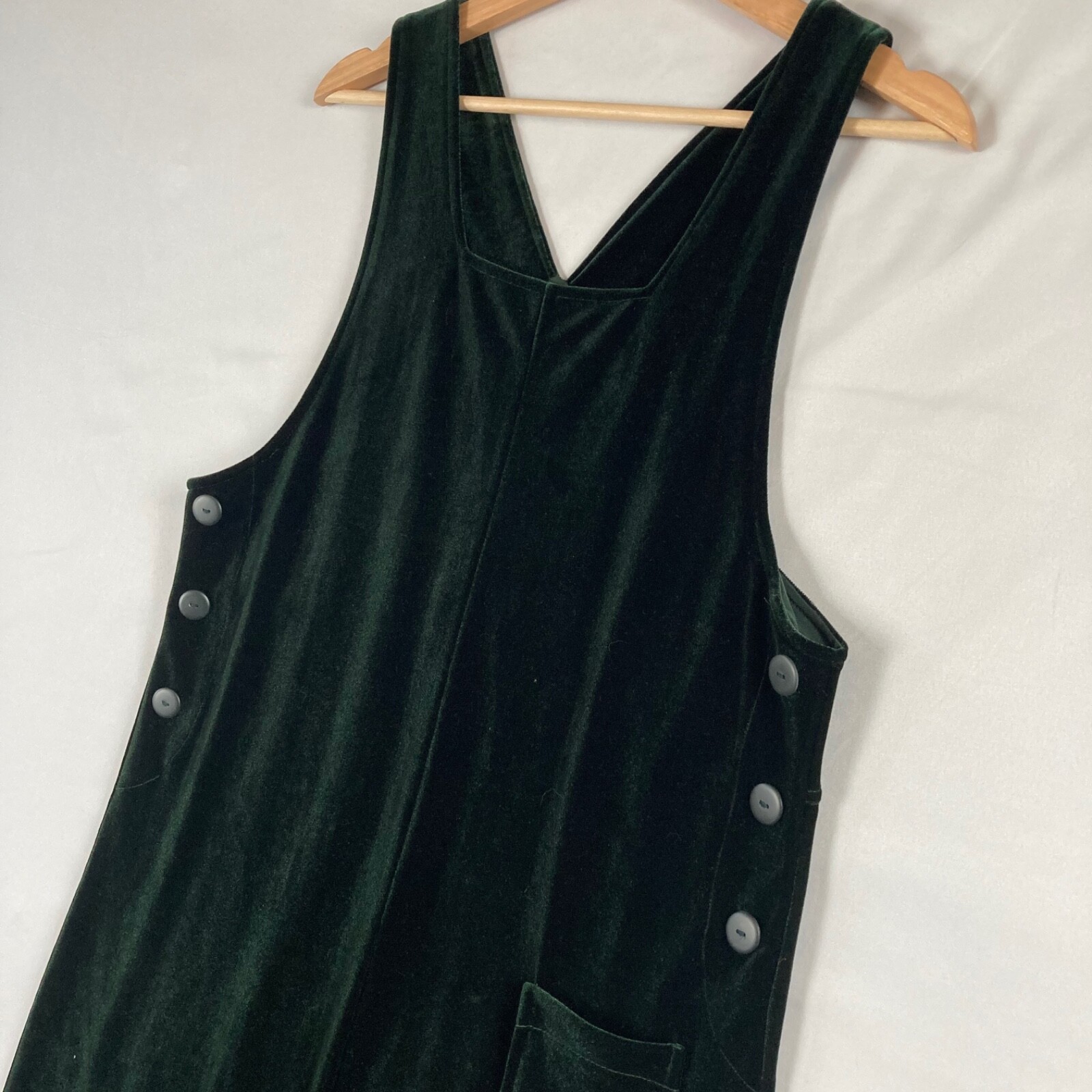 Vintage Jacqueline Ferrar Dress Green Velvet Velour Sleeveless Size 4P Party