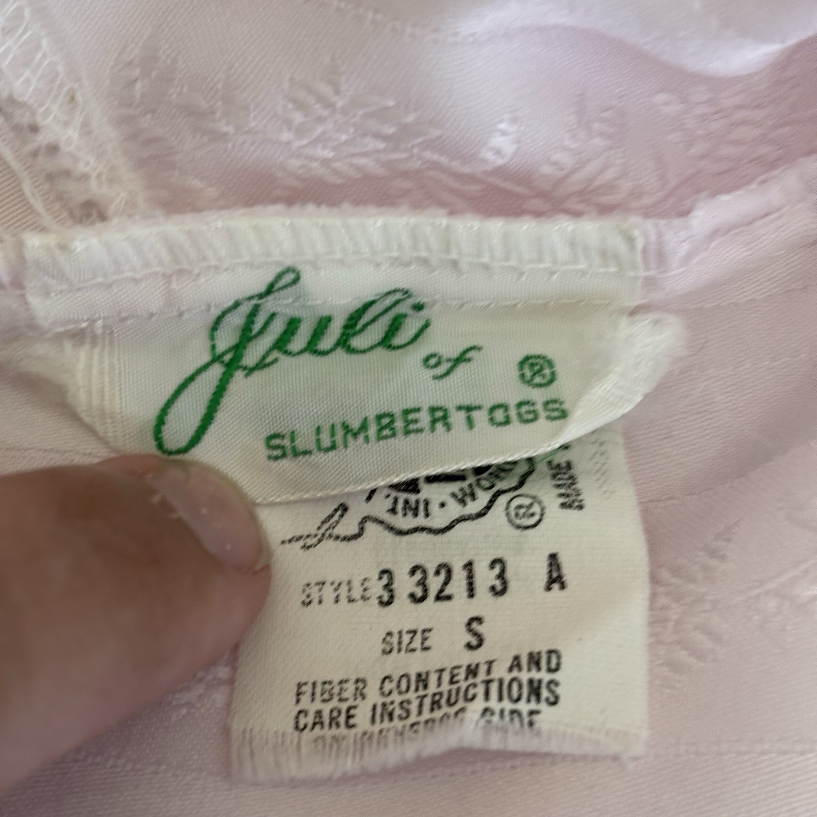 Vtg Juli of Slumbertogs Pink Satin Lace Nightgown SM Baby Doll Spaghetti Straps