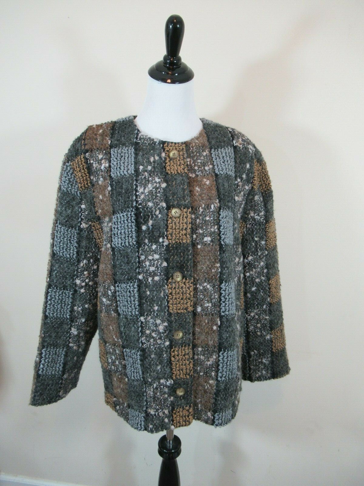 Vintage John Meyer Boucle Mohair Blend Blazer Jacket Checked