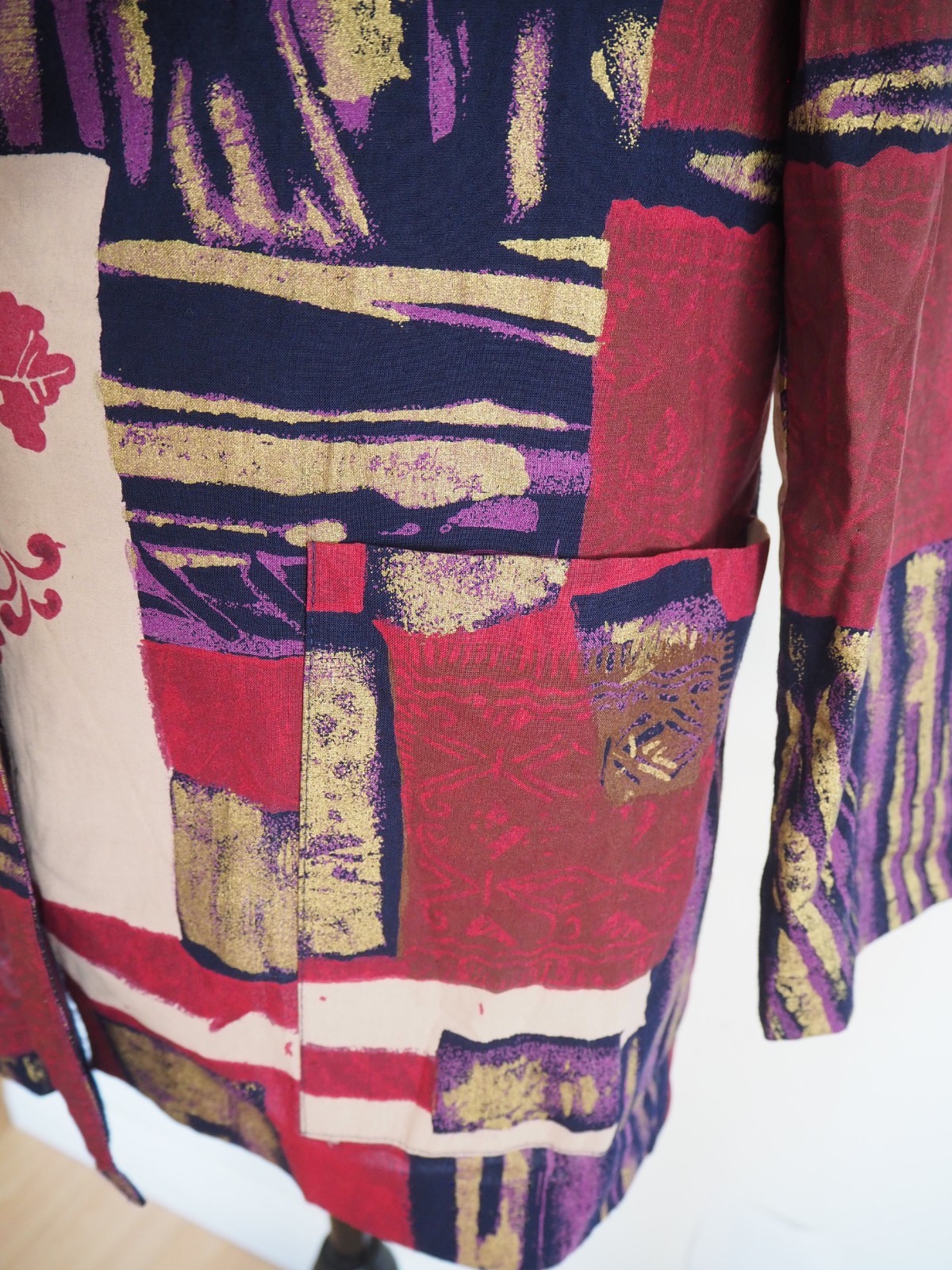 Vtg Kensington Square Purple 90’s Art Deco Patchwork Blazer Sz Med US Made