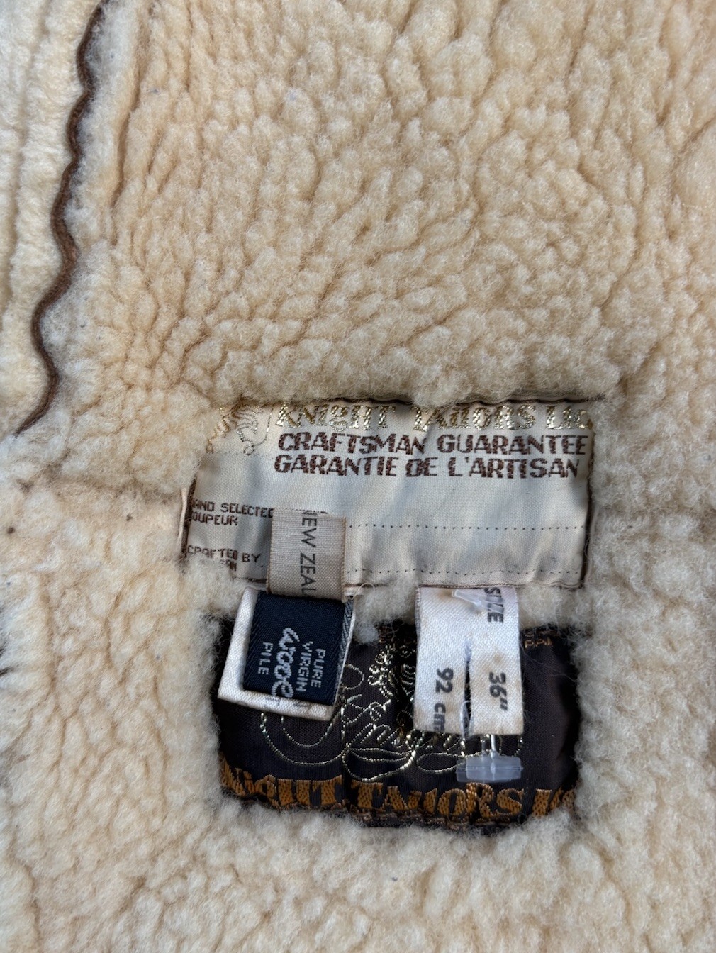 Vintage Shearling Knights Of New Zealand Tailors Lambskin Jacket Coat 36 S 70s