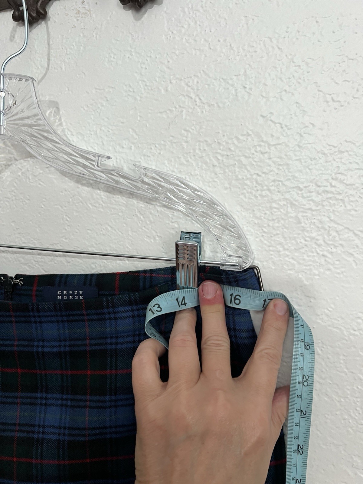 Crazy Horse Plaid Blue Red Tartan Midi Skirt Buckle Lined Highlander 12