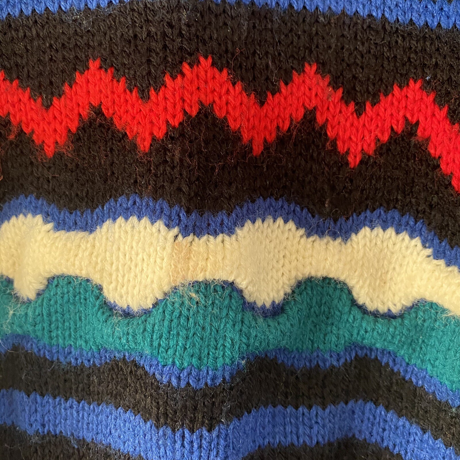 Vtg 80s 90s Bolt Sweater Colorful Chunky Knit Geometric Stripes Juniors Sz XS
