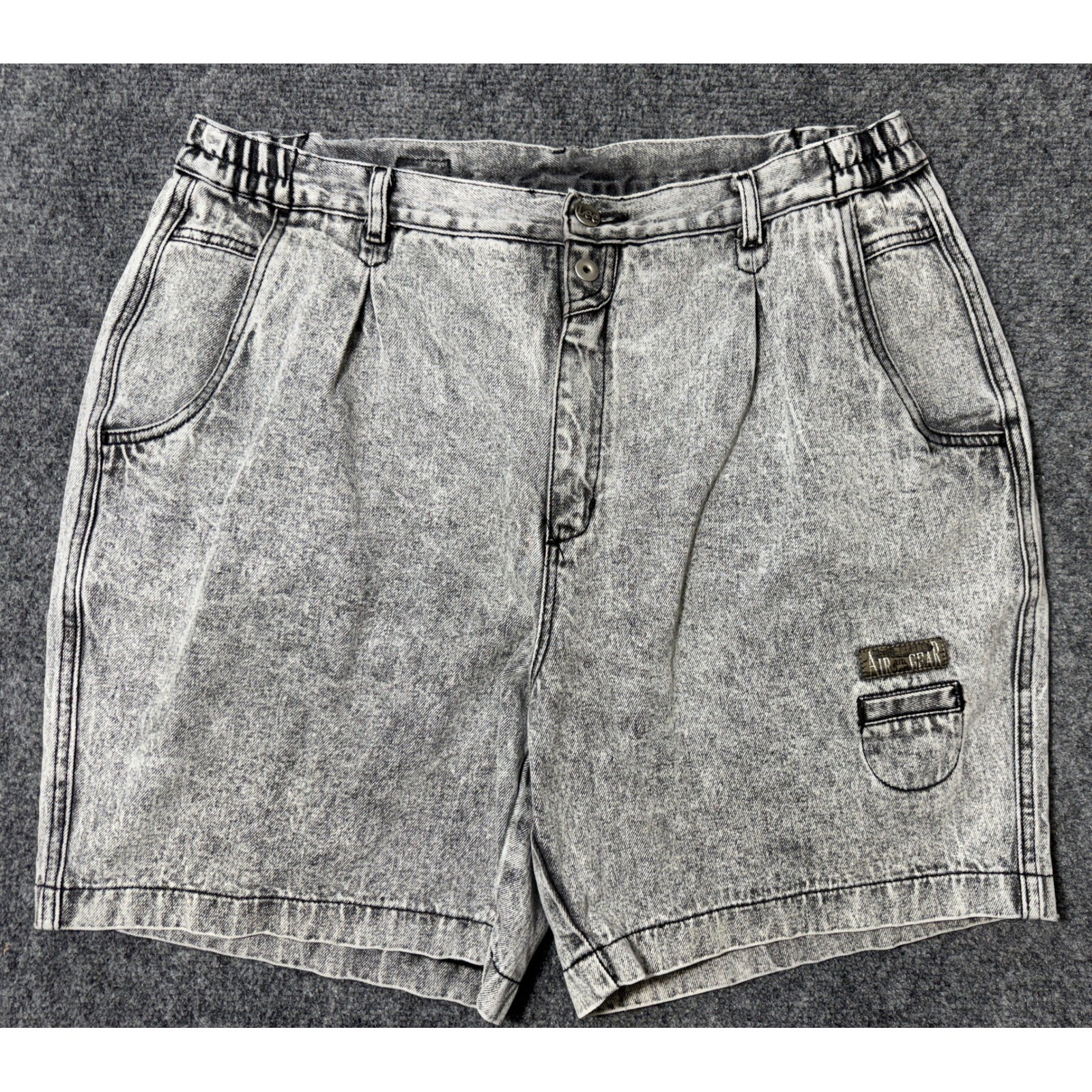 Vintage Lee Air Gear Acid Wash Gray Denim Shorts Womens 34 High Rise 90s Retro