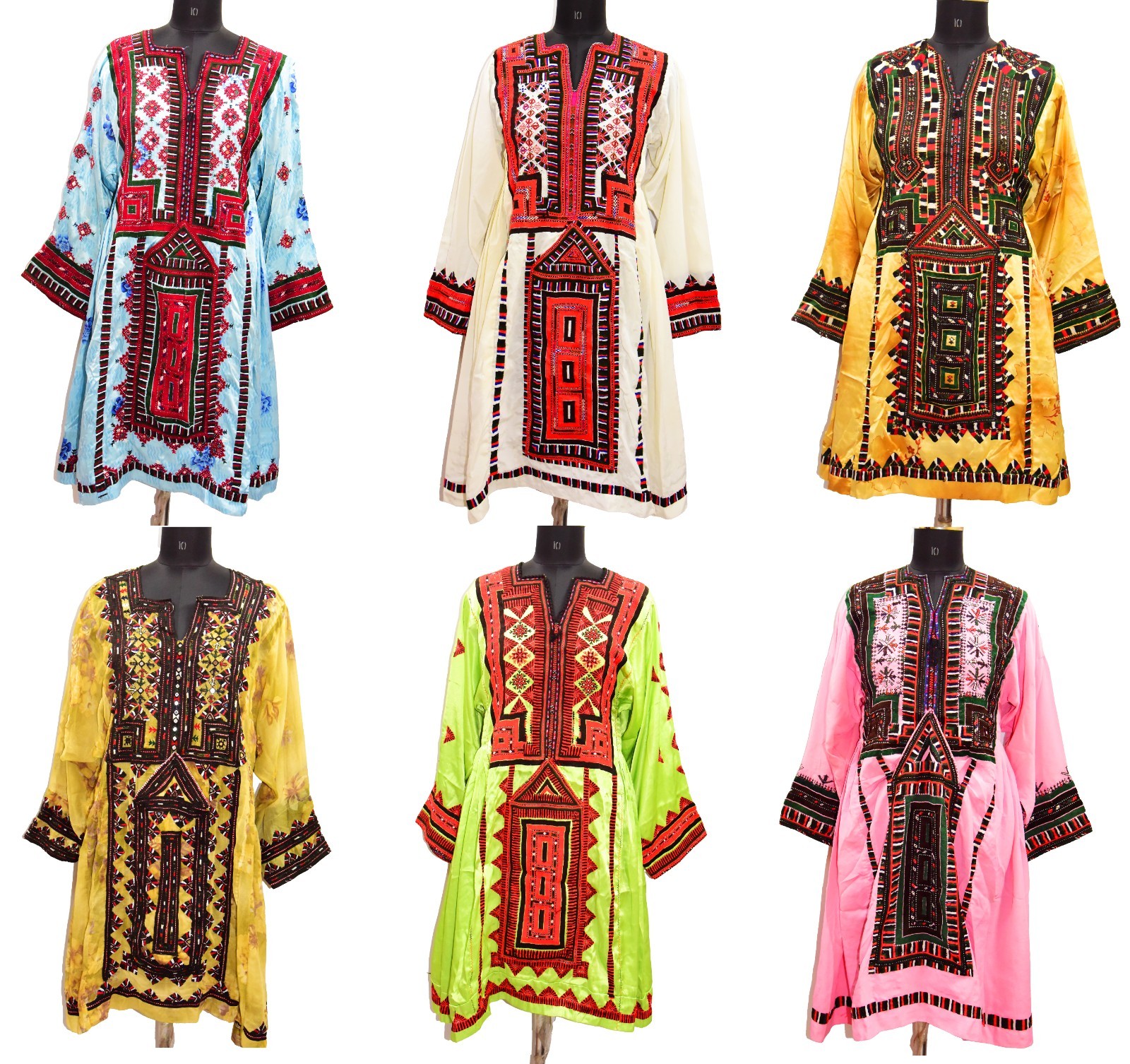 Wholesale Lot Of 50 Vintage Old Afghan Pakistani Hand Embroidered Balochi Dress