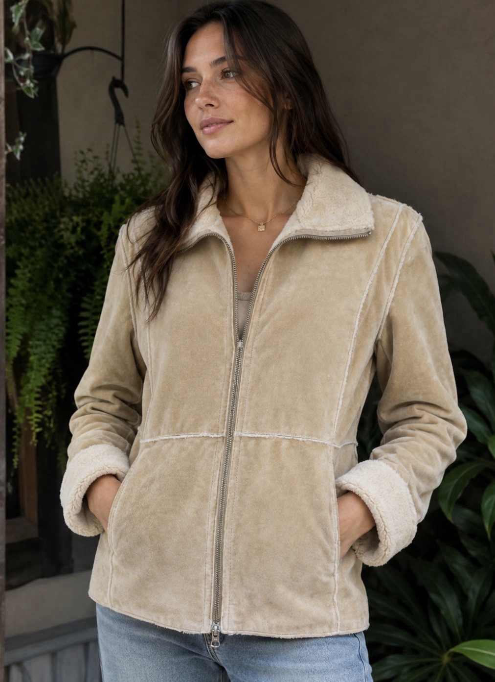 Vintage 90s WINLIT Genuine Leather Suede Coat Size S Rancher Shearling Jacket