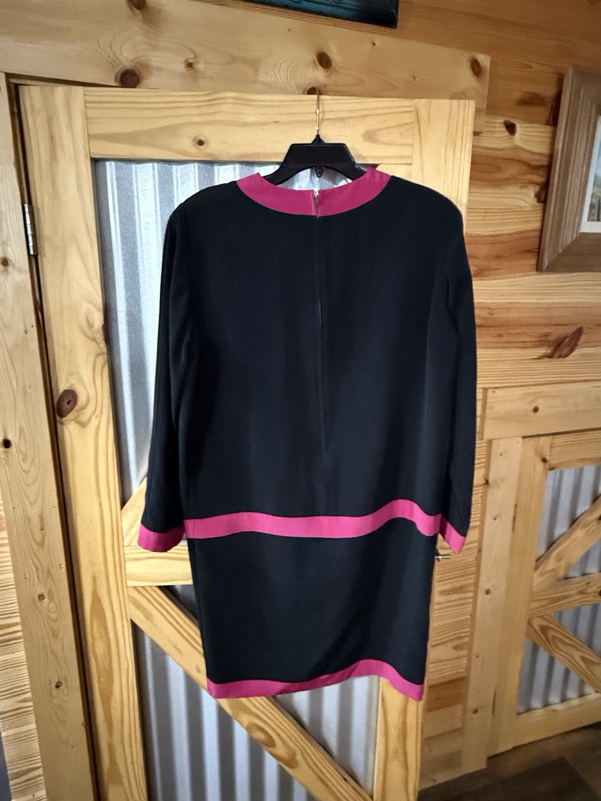 ALMA Vintage 90’s Women’s Dress. Size 14. Black Pink. Made in Italy . Rayon