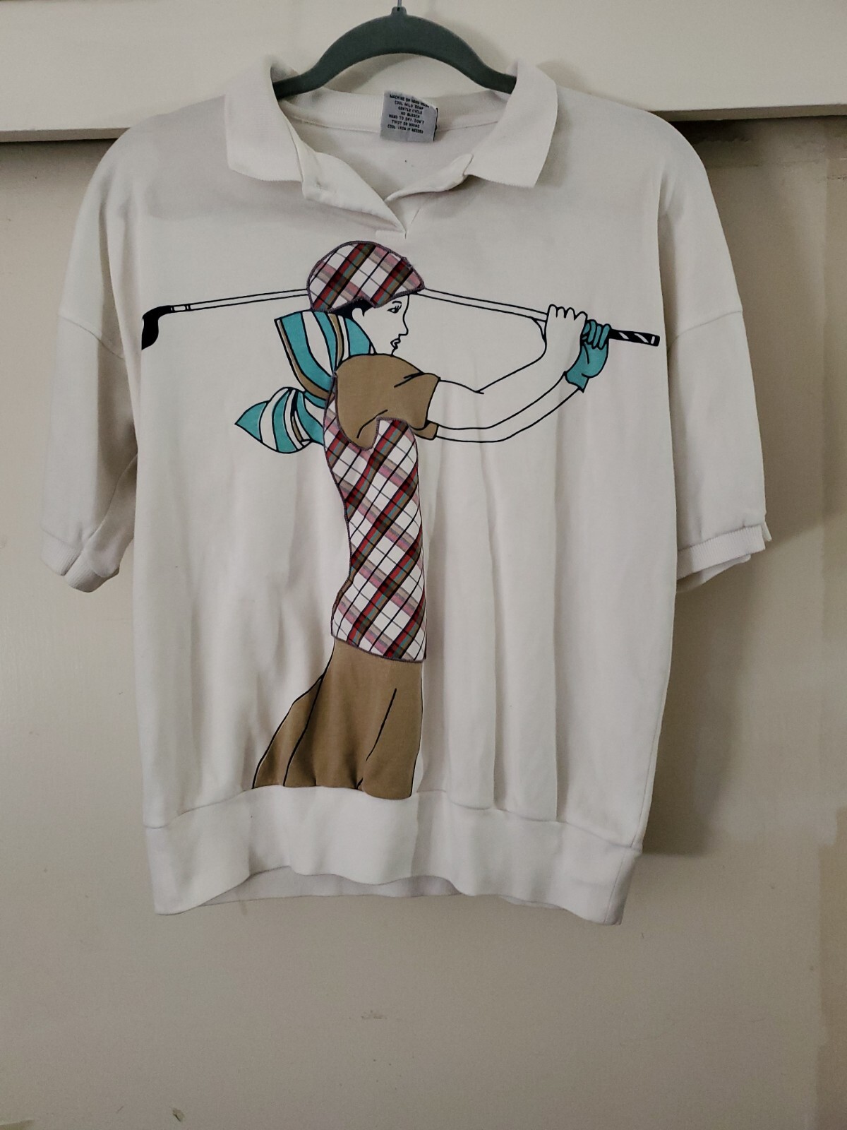 Elaine Benedict Vintage Stylish Woman Golfer Polo Top SZ Small Made in USA
