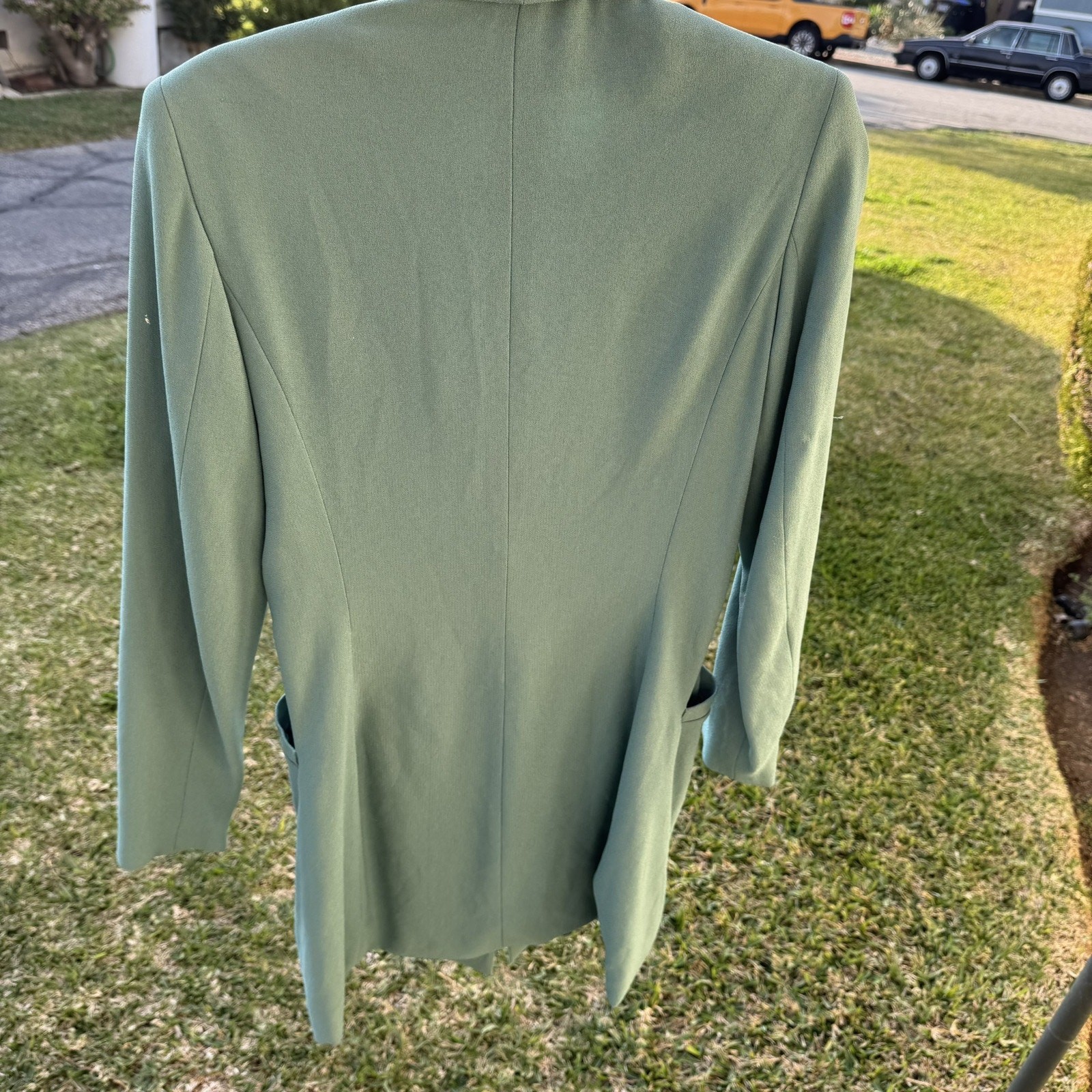 Vintage 80s Ann Tjian For Kenar Sea Foam Green Long Overcoat Blazer Size Small