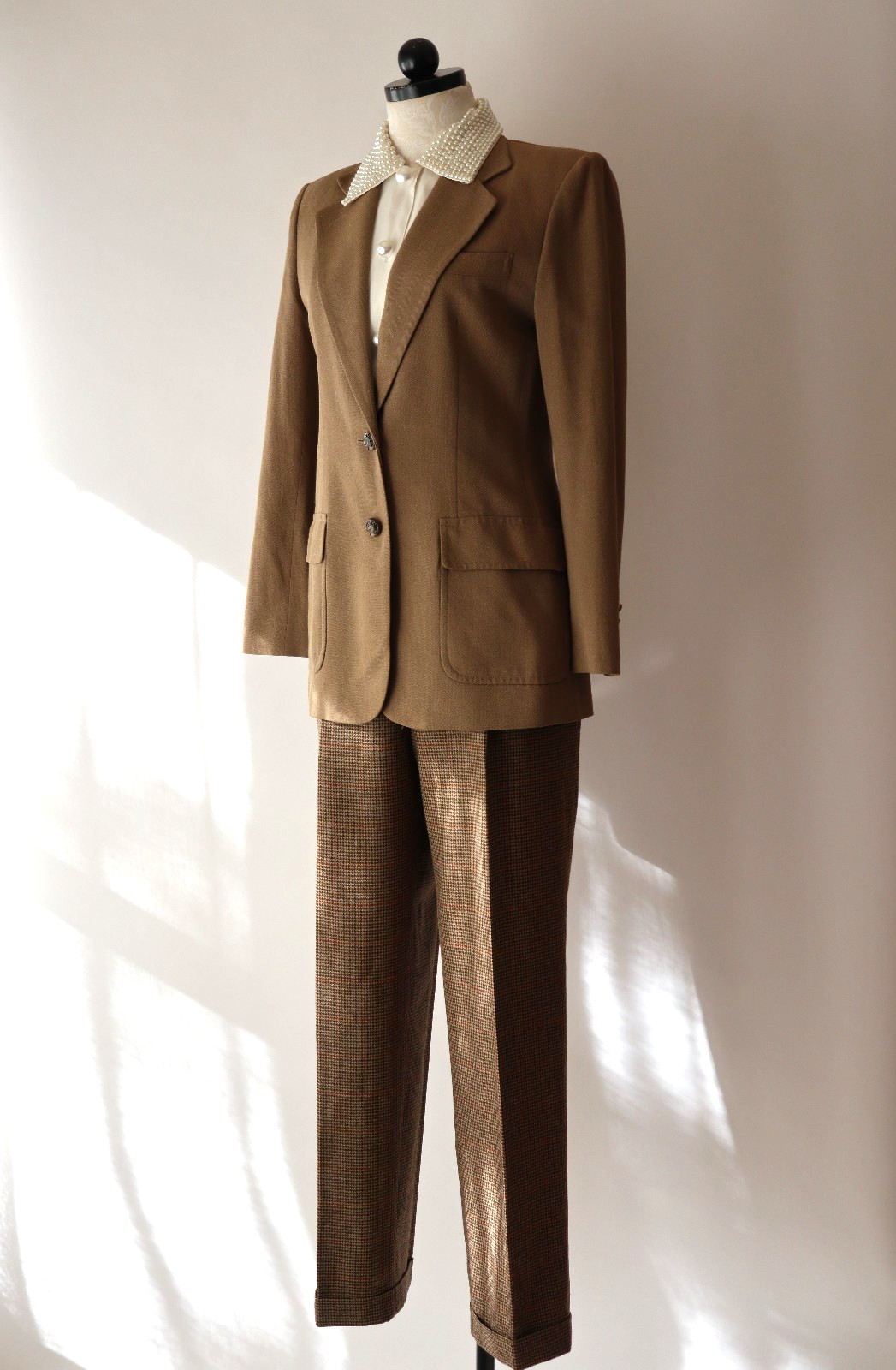Ralph Lauren Beige Rayon Wool Equestrian Horse Buttons Blazer Jacket Women M