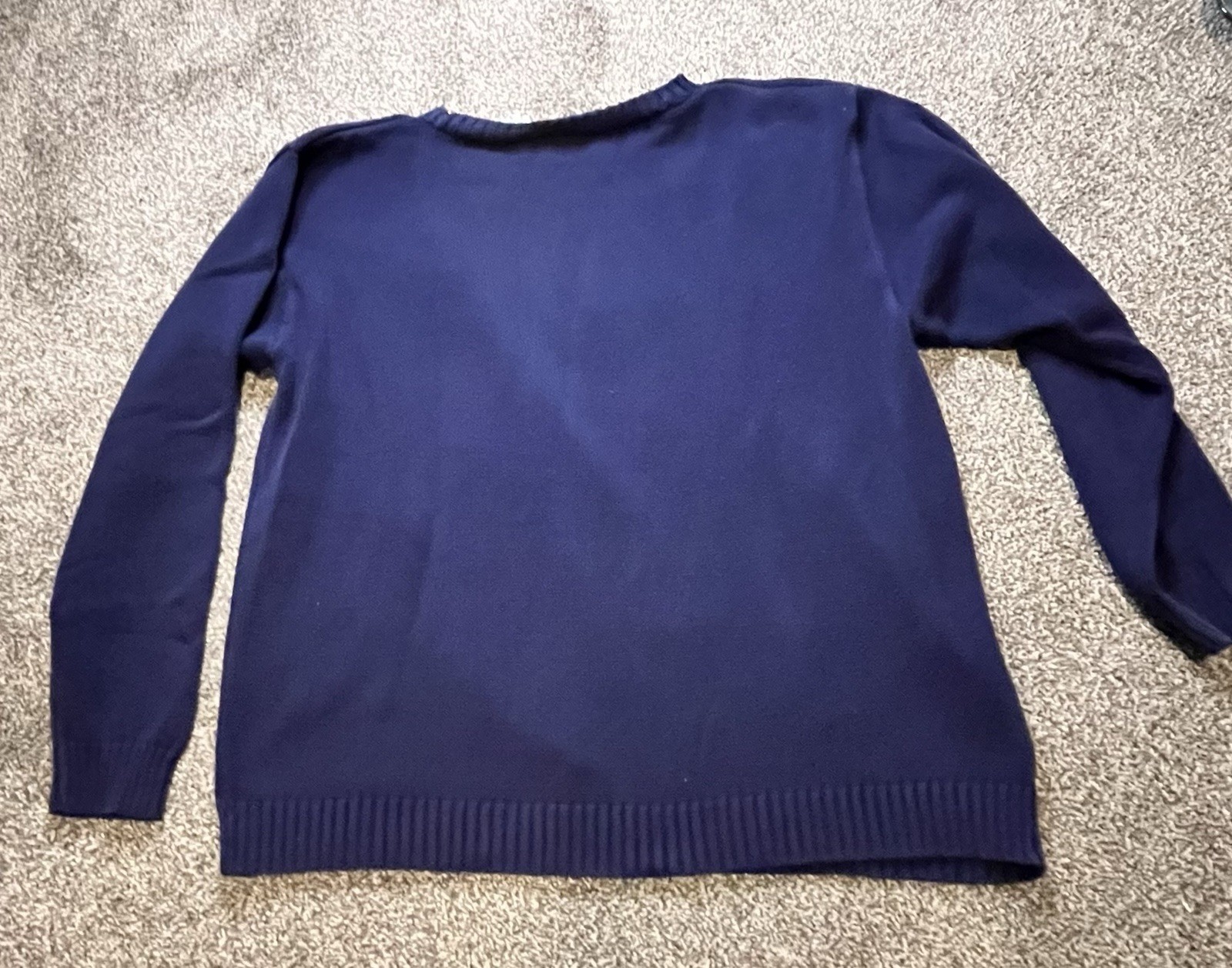 Wildlife Federation Vintage Daisy Long Sleeve Sweater Navy 100% Cotton XL