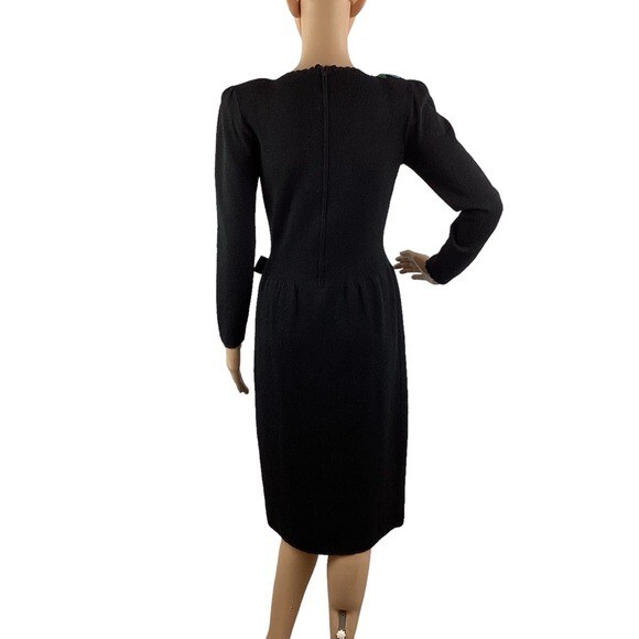 Don Sayres for Wellmore Vintage 80s Beaded Floral Mob Wife Dress Black 6