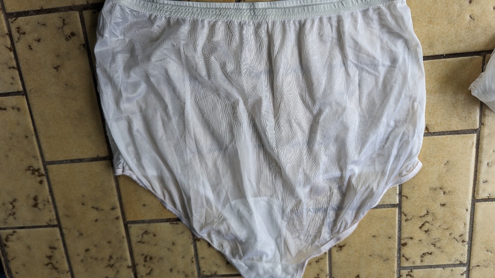 Vintage Vanity Fair 100% Nylon Sheer Lace White Granny Sissy Panties Sz 8/46