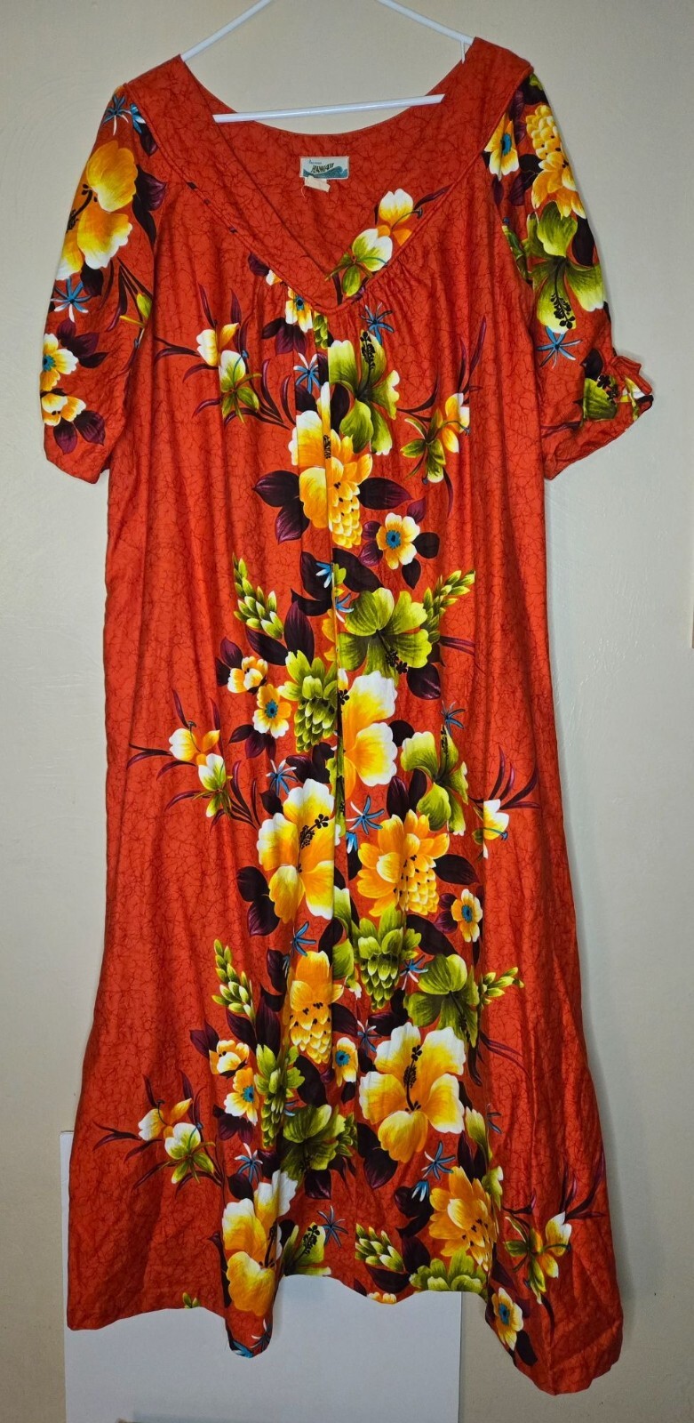 Vintage Penneys Hawaii Mumu Hawaiian Print Lightweight Maxi Dress Classic 60’s