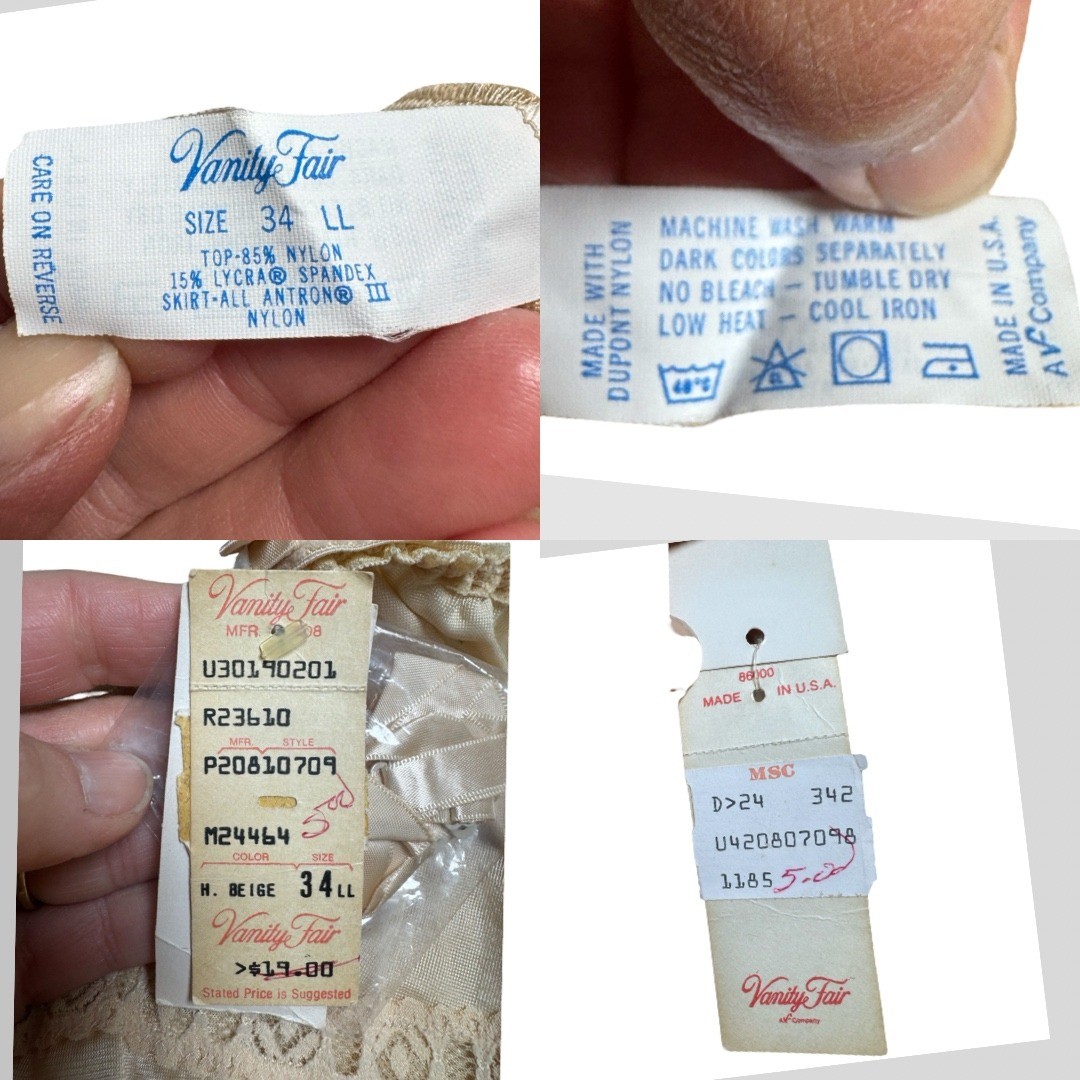 Vanity Fair Maxi Half Slip Womens 34 LL Beige NEW Vintage 80s Lace Trim Long