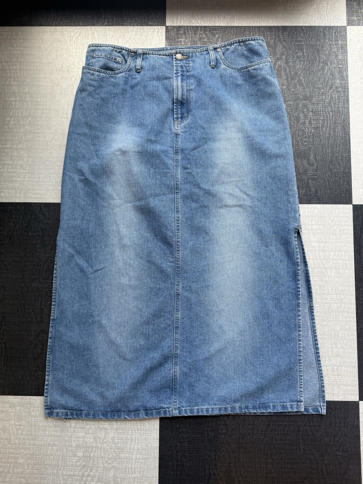 1990s Faded Glory Denim Skirt 1990s Y2K Medium Wash Size 14 Cotton Blend
