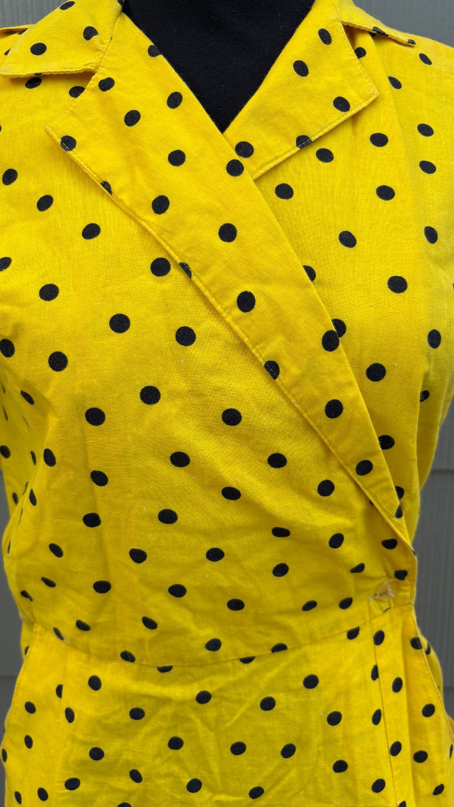 vtg 70s 80s New Wave Rockabilly Clowncore Polka Dot Short Sleeve Wrap Dress