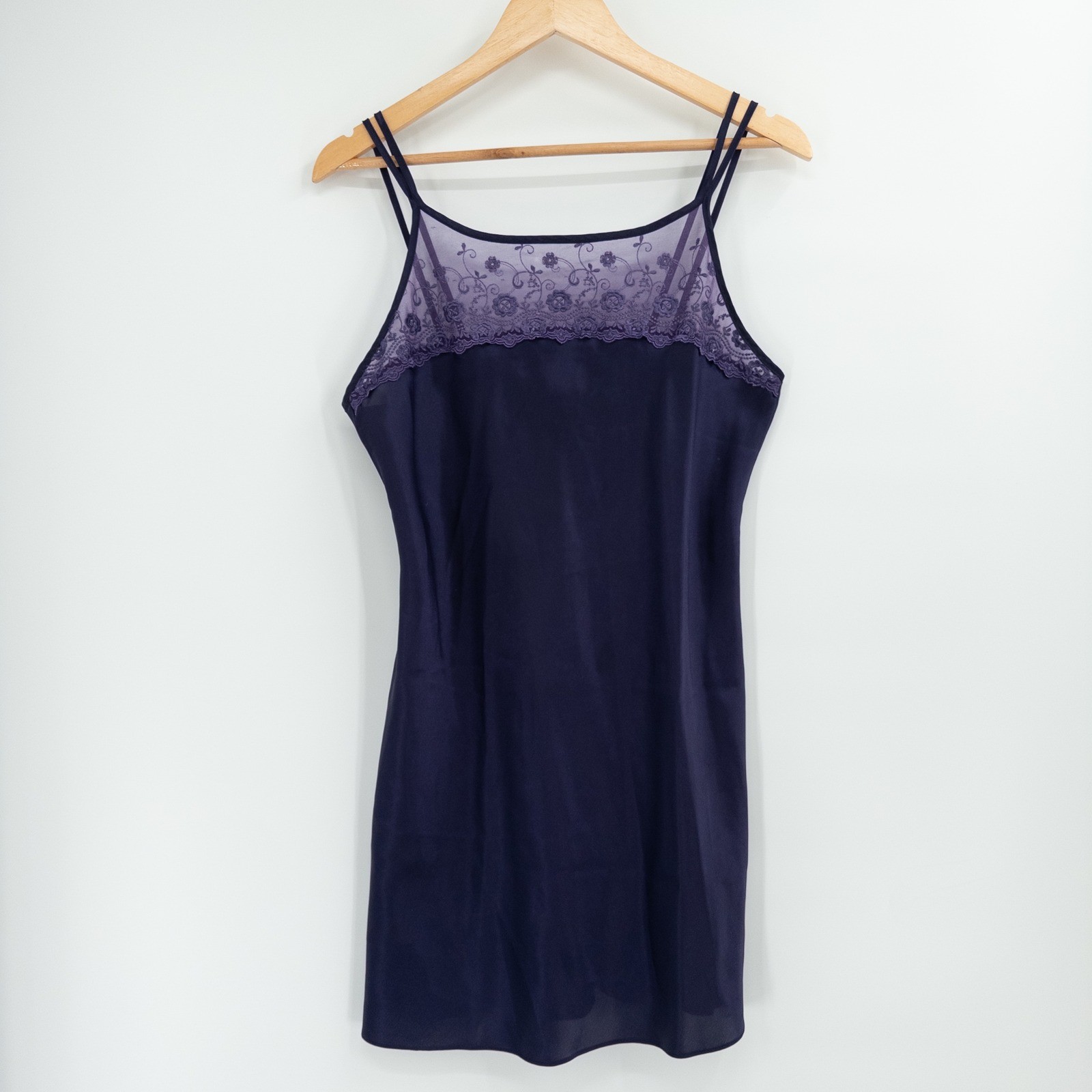 Vintage Whimsigoth Slip Dress Womens Medium Purple Lace 90s Witchy Satin Fairy