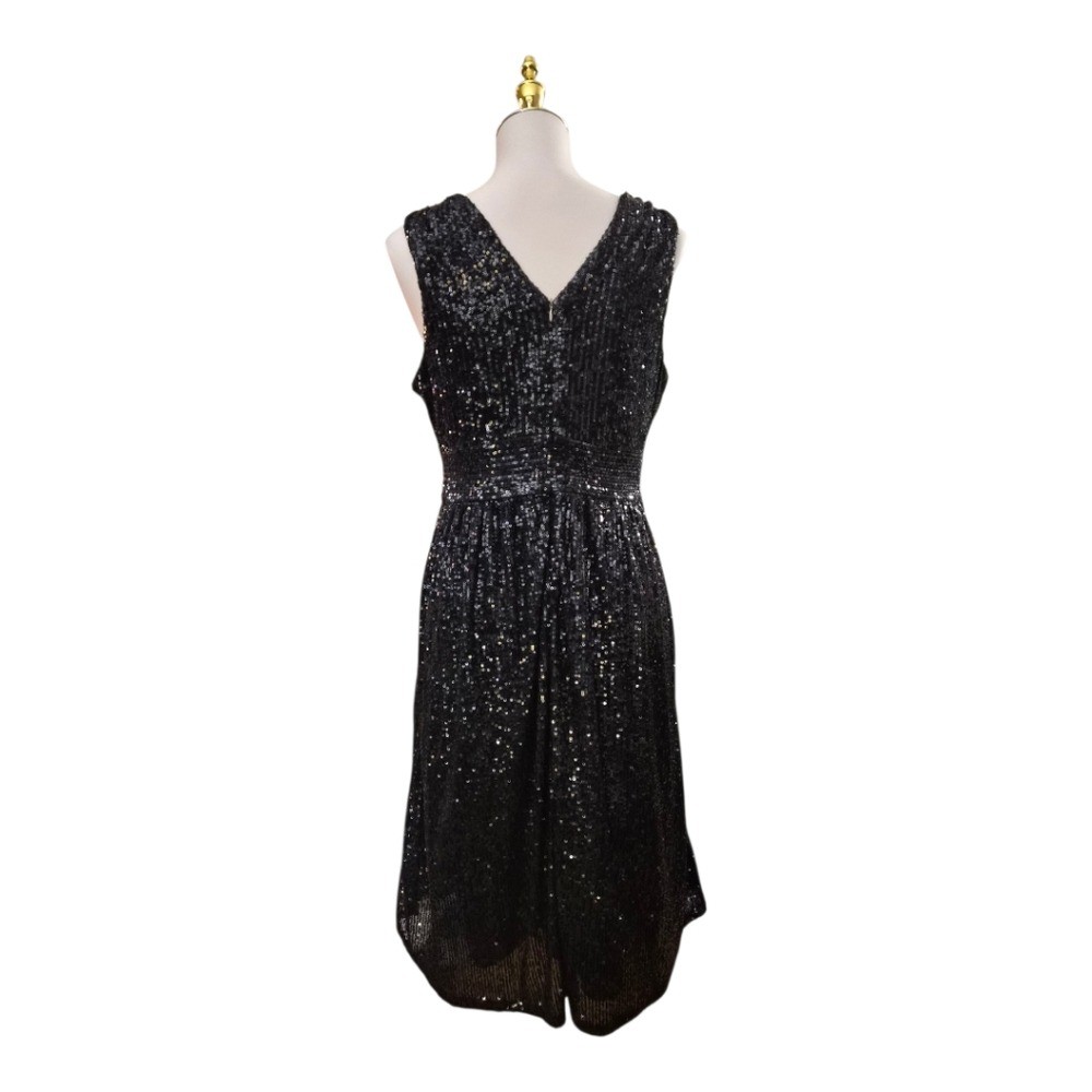Draper James RSVP Sequin Dress Women’s 10 Black Sleeveless V-Neck Cocktail Nwt