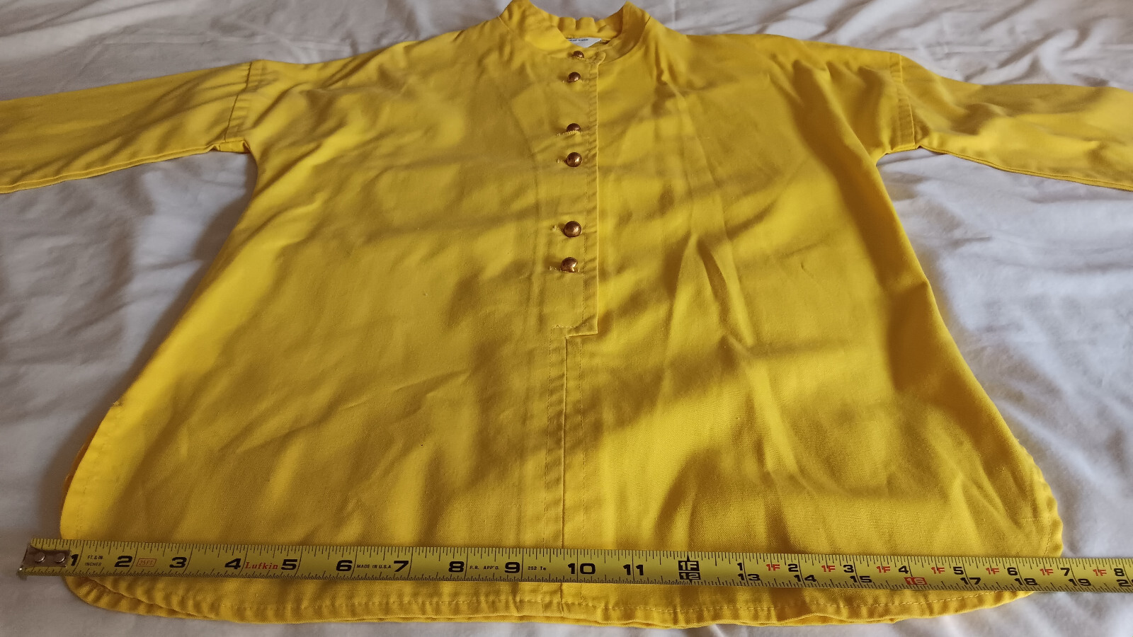 VINTAGE C. 1969 SEARS BRIGHT SUN YELLOW WOMENS SZ SML TUNIC SHIRT PULLOVER GOOD