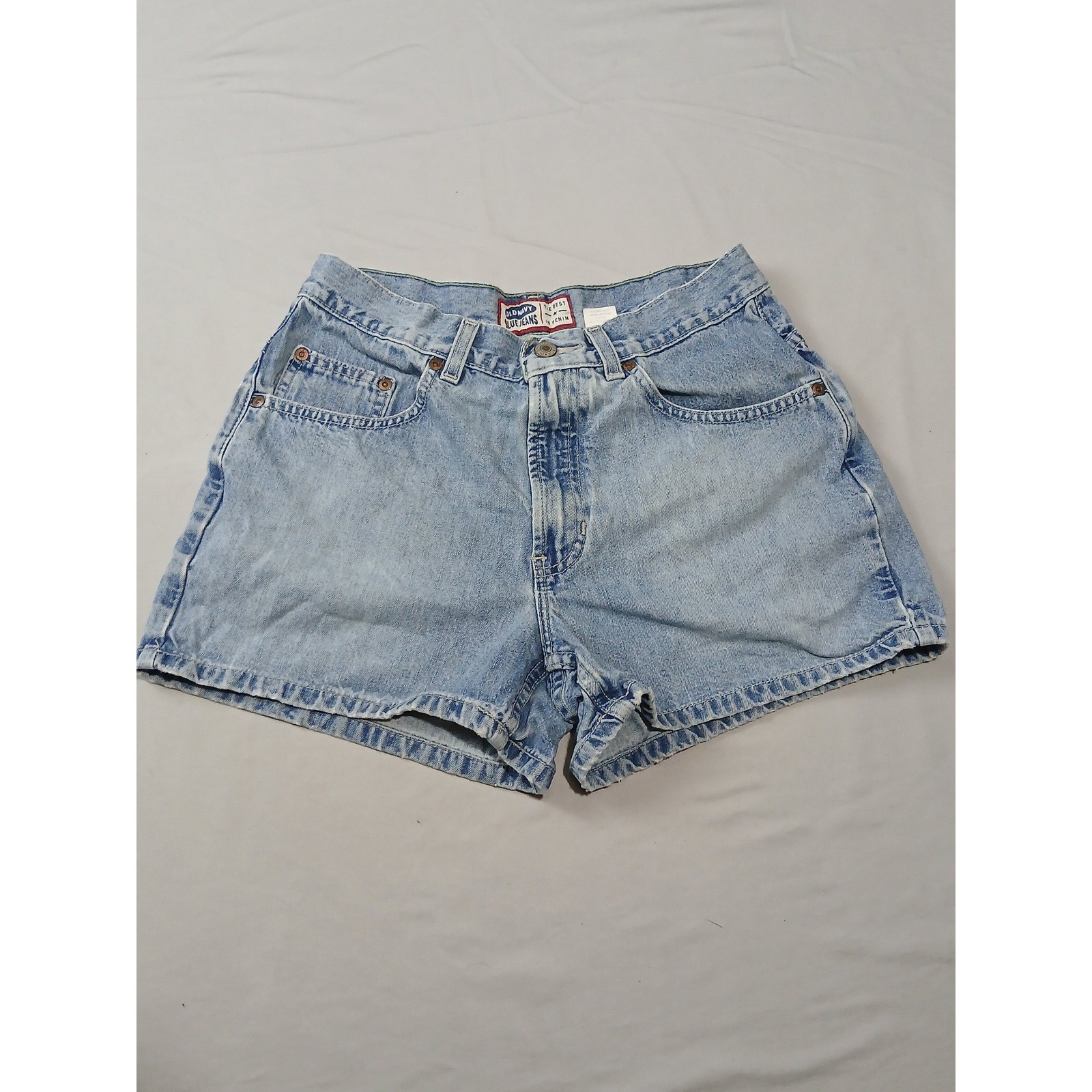 Vintage Old Navy High Waisted Denim Shorts Light Wash Cotton Womens 8 90s Retro