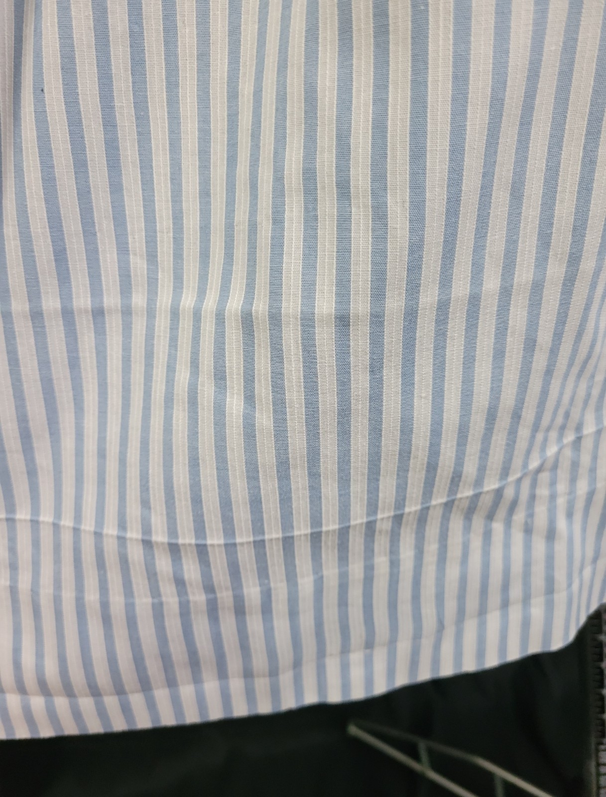 Vintage Blue & White Striped Apron w Bib & Patch Pockets Handmade?