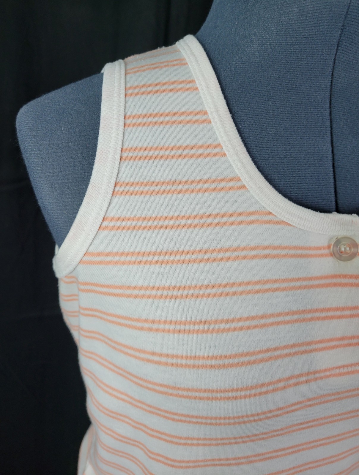 Vintage Objectives Cream Sleeveless Top w Peach Stripes Size Small