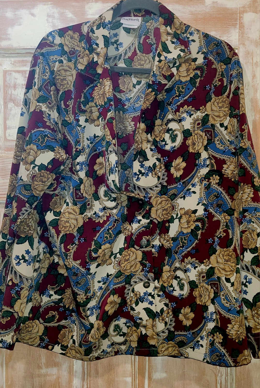 Vtg 1980s Bon Worth Button Up Floral Top Size M