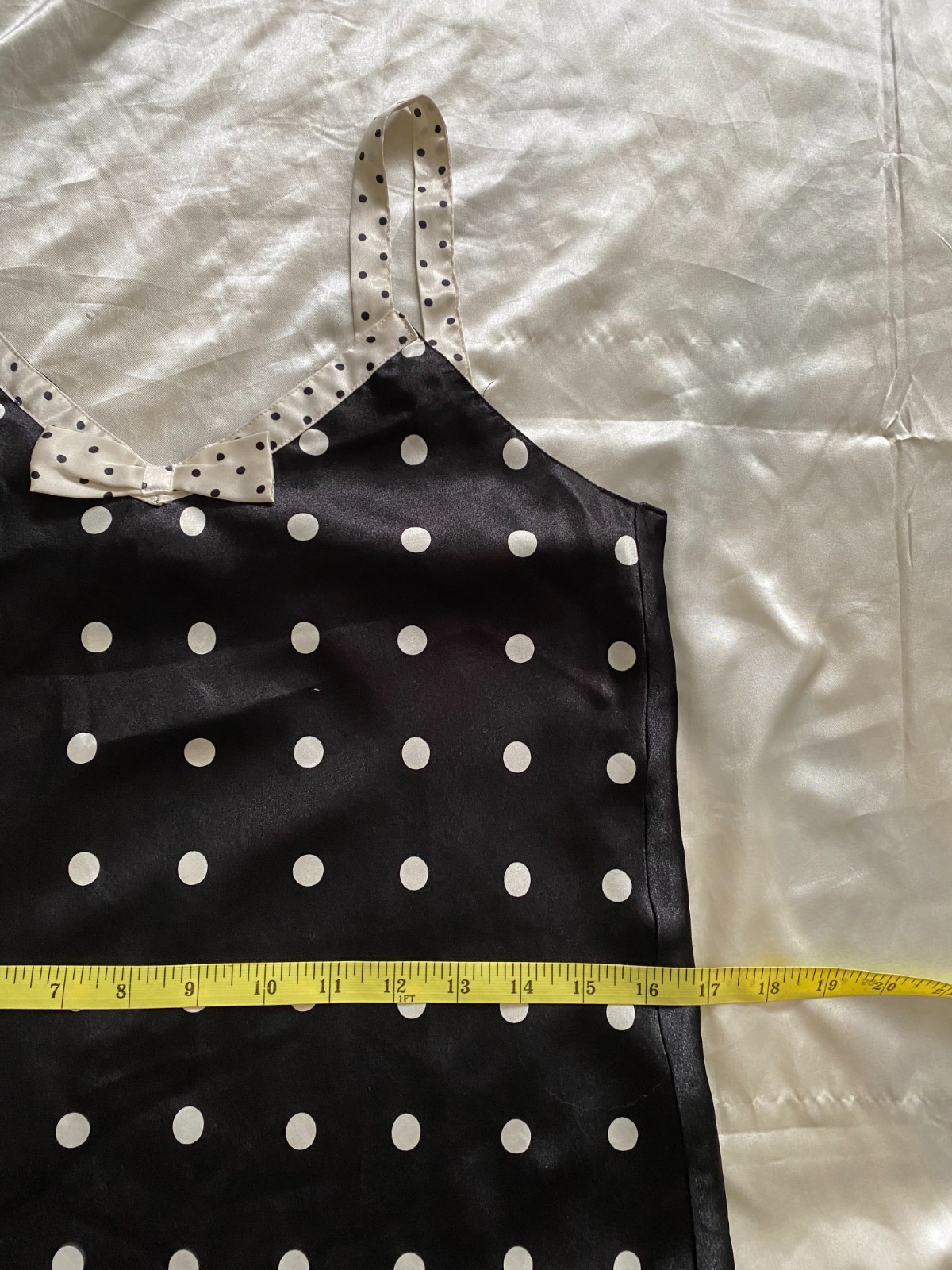 Vintage 1990s Black White Polka Dot Satin Half Slip Coquette Pin Up Small
