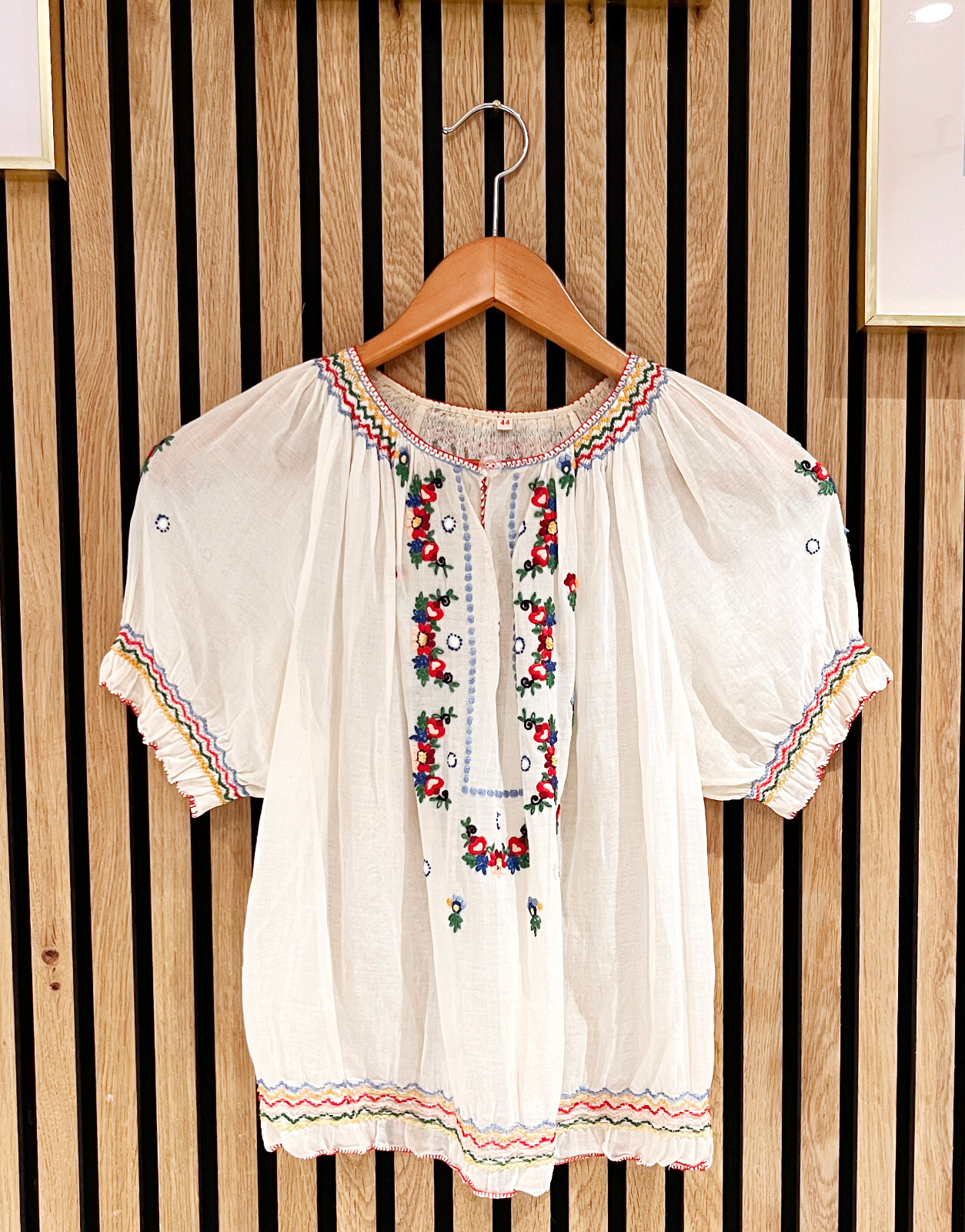 Vintage Sheer Eastern European Floral Embroidery Top