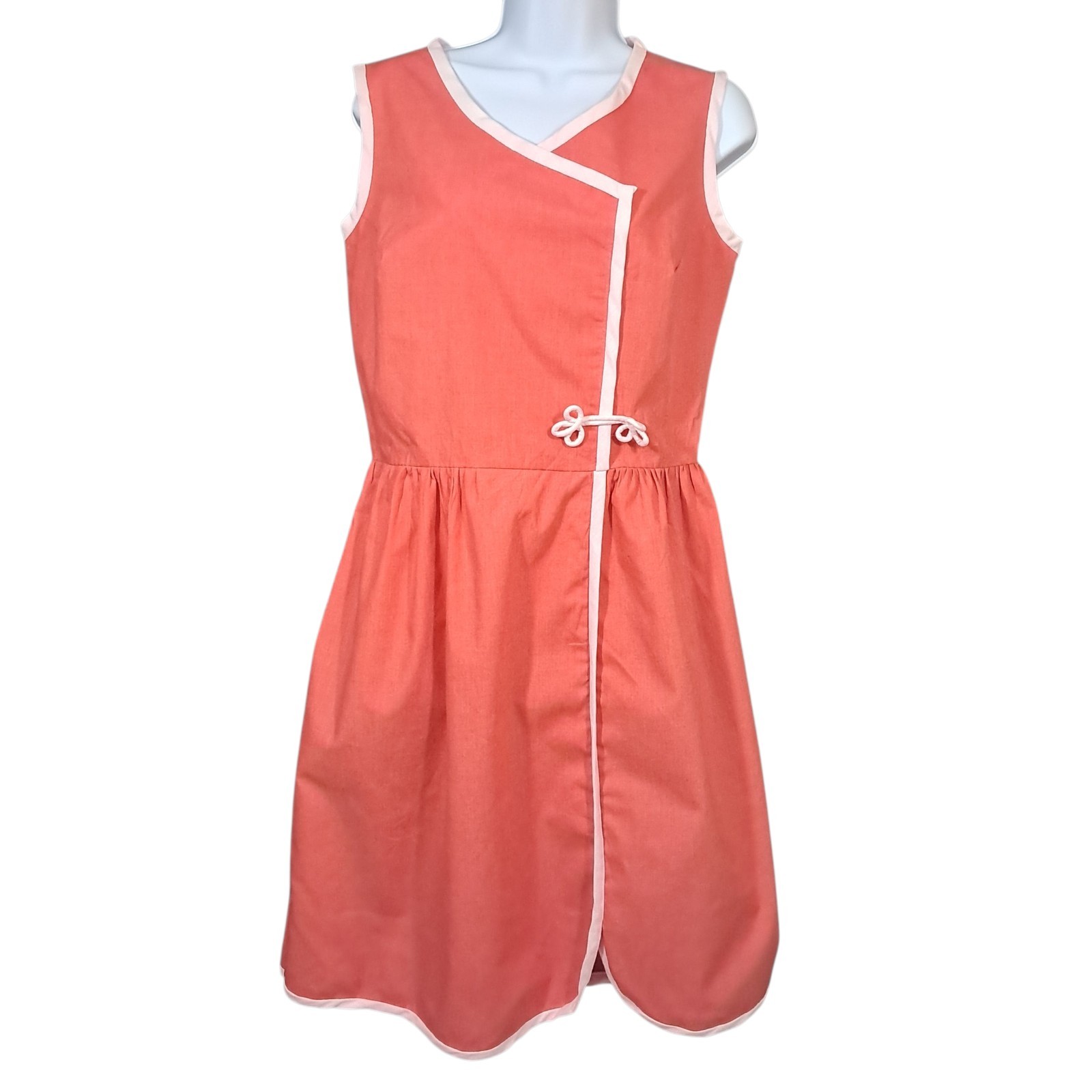 Vintage 50s Tall Shop Dress Coral Hourglass Union Made Rockability Retro Medium