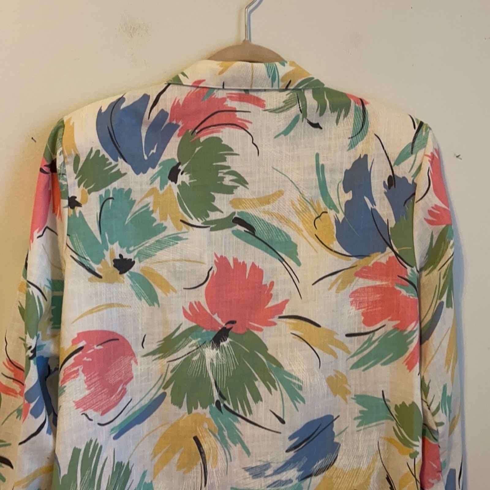 Vintage 80’s Blair unlined unstructured pastel paint stroke 1 button blazer