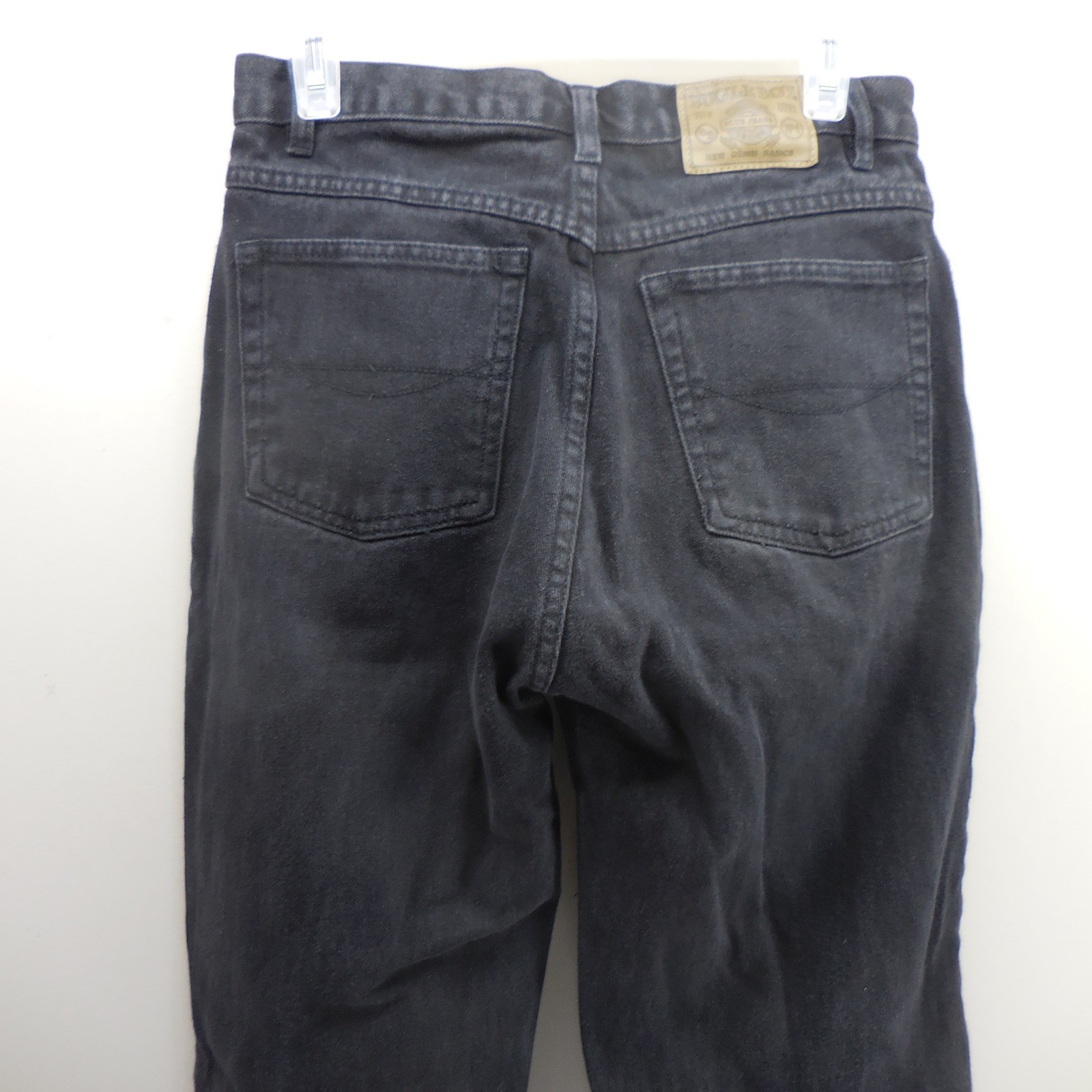 Vintage Bugle Boy Black High Waisted Tapered Leg Slim Fit Jeans 10R Cotton 90s