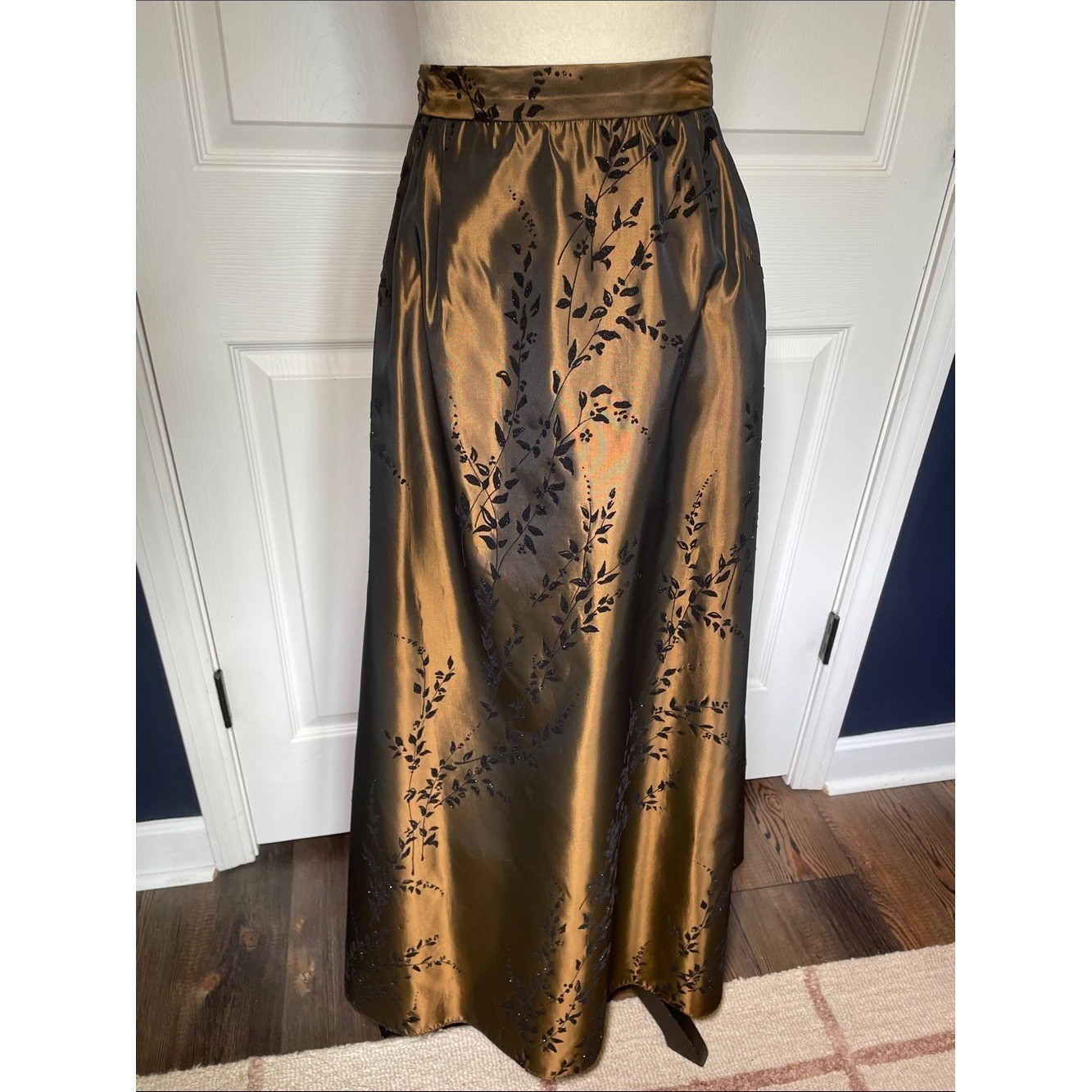 NWT Vintage 90s Jeffrey & Dara Maxi Bronze Taffeta Skirt Size 14W